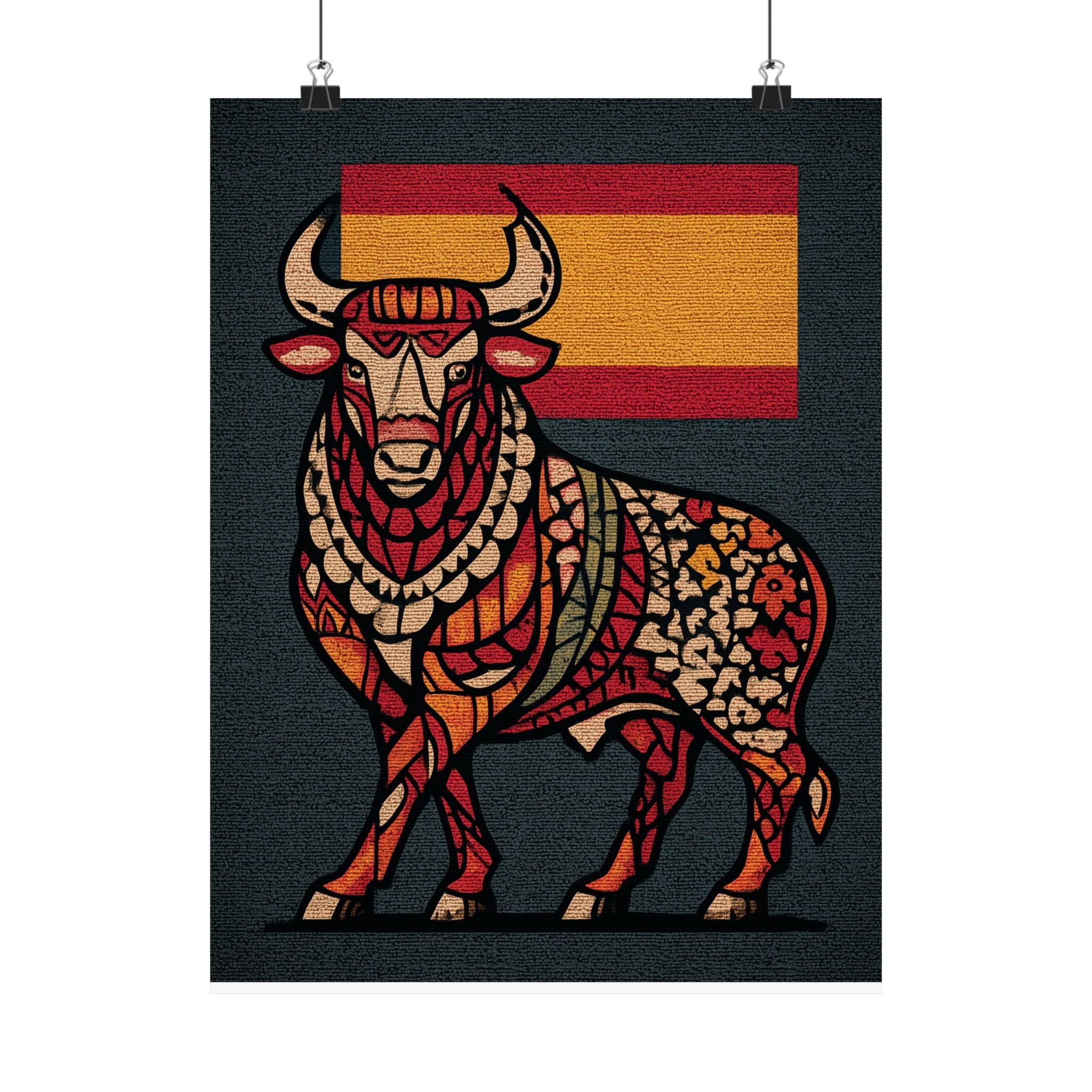 Vibrant Spanish Bull Poster, Colorful Art Print, Unique Wall Decor, Home Decoration, Gift for Art Lovers, Celebratory Decor