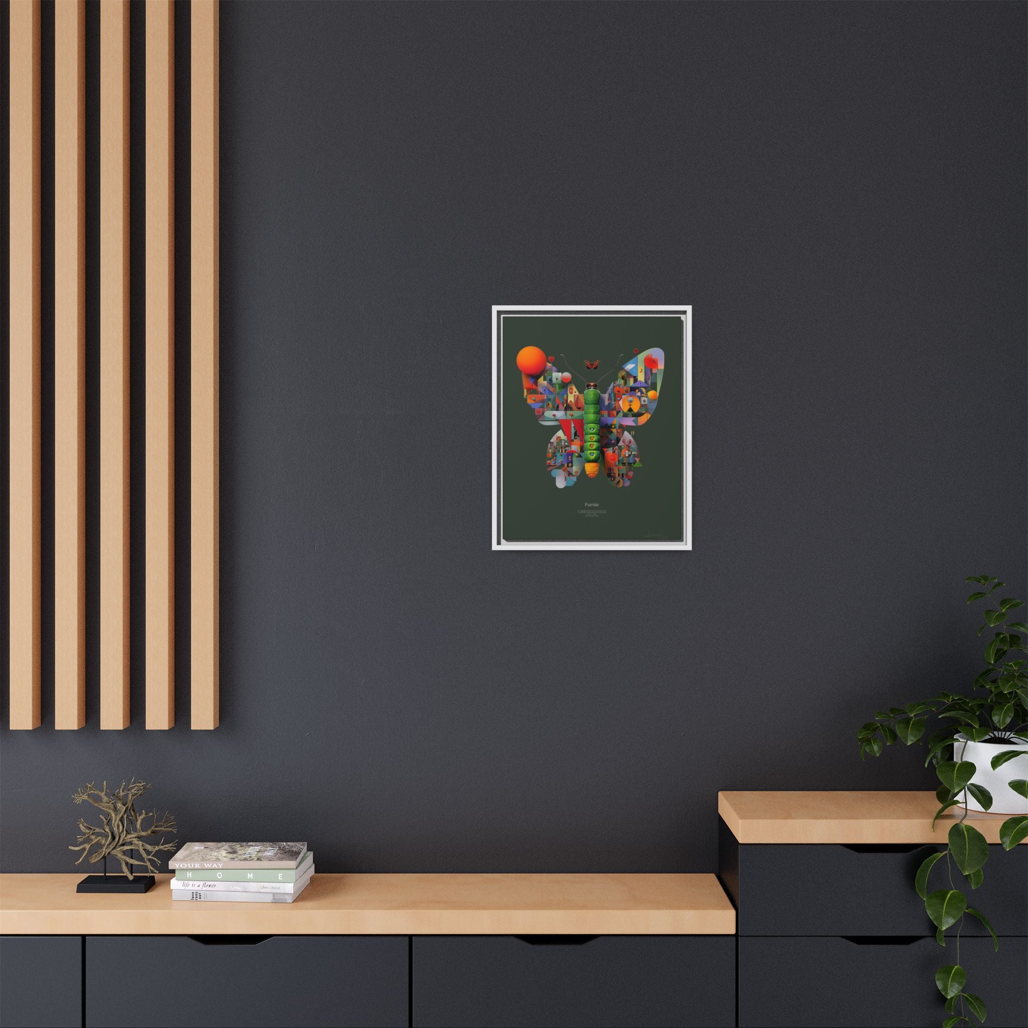 Geometric Metamorphosis Framed Print : Digital Cubist Butterfly, Urban Abstract Composition   |   Custom Orders Available