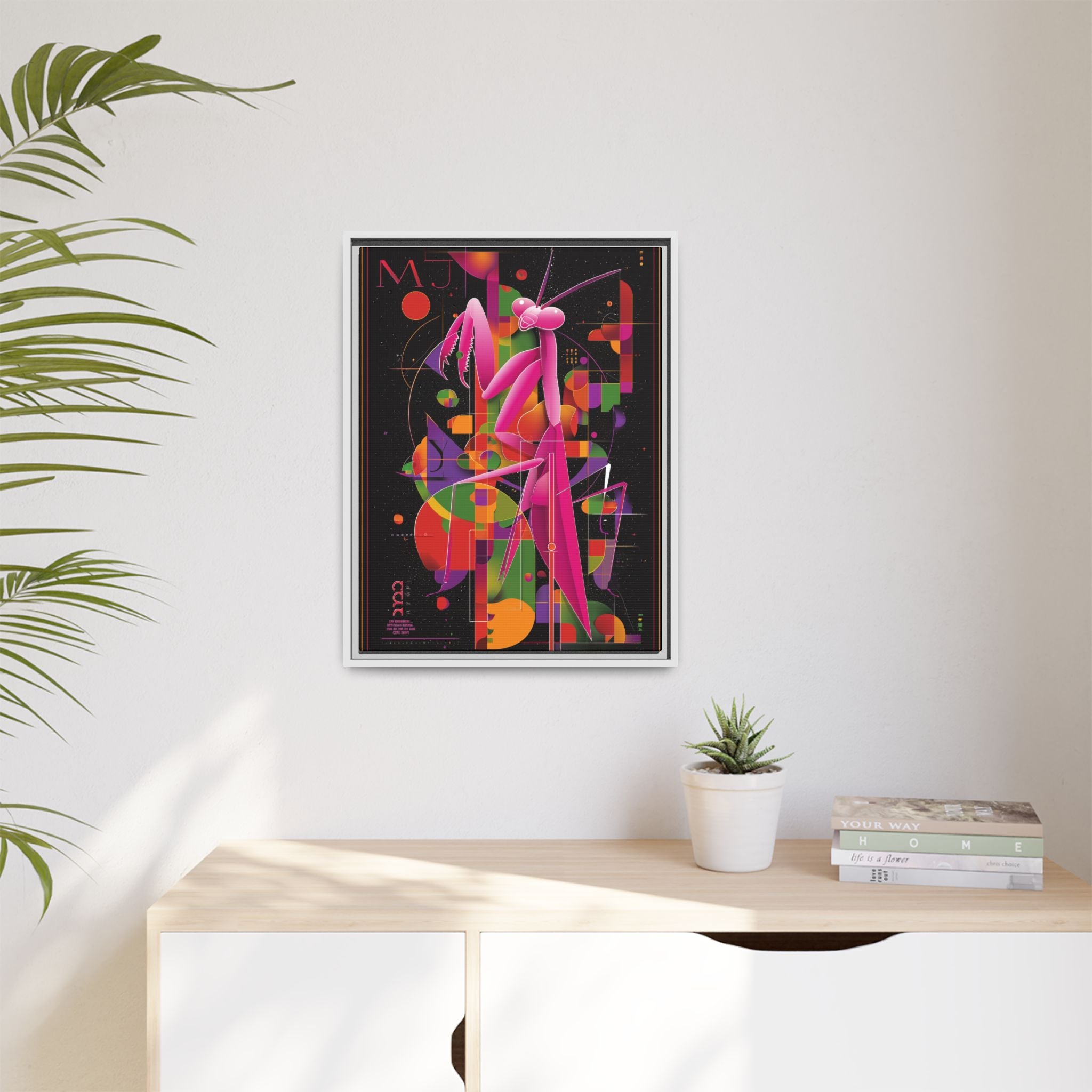Geometric Mantis Framed Print : Starry Night Abstract, Graphic Design Poster   |  Personalized & Custom Orders Available