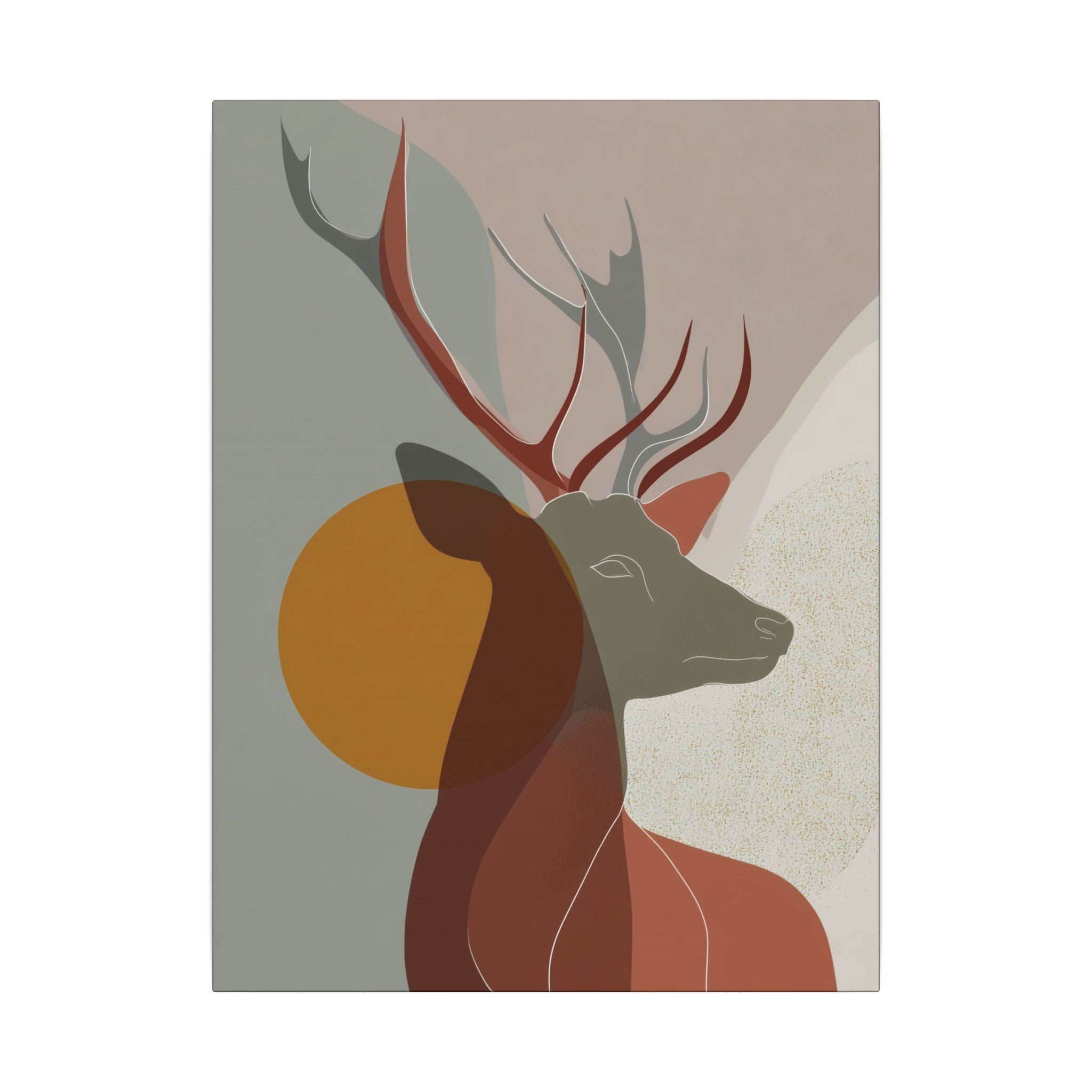 Majestic Deer in Abstraction: Minimalist Geometric Design, Earthy Tones, Mid-Century Modern Art   |  Personalized & Custom Orders Available