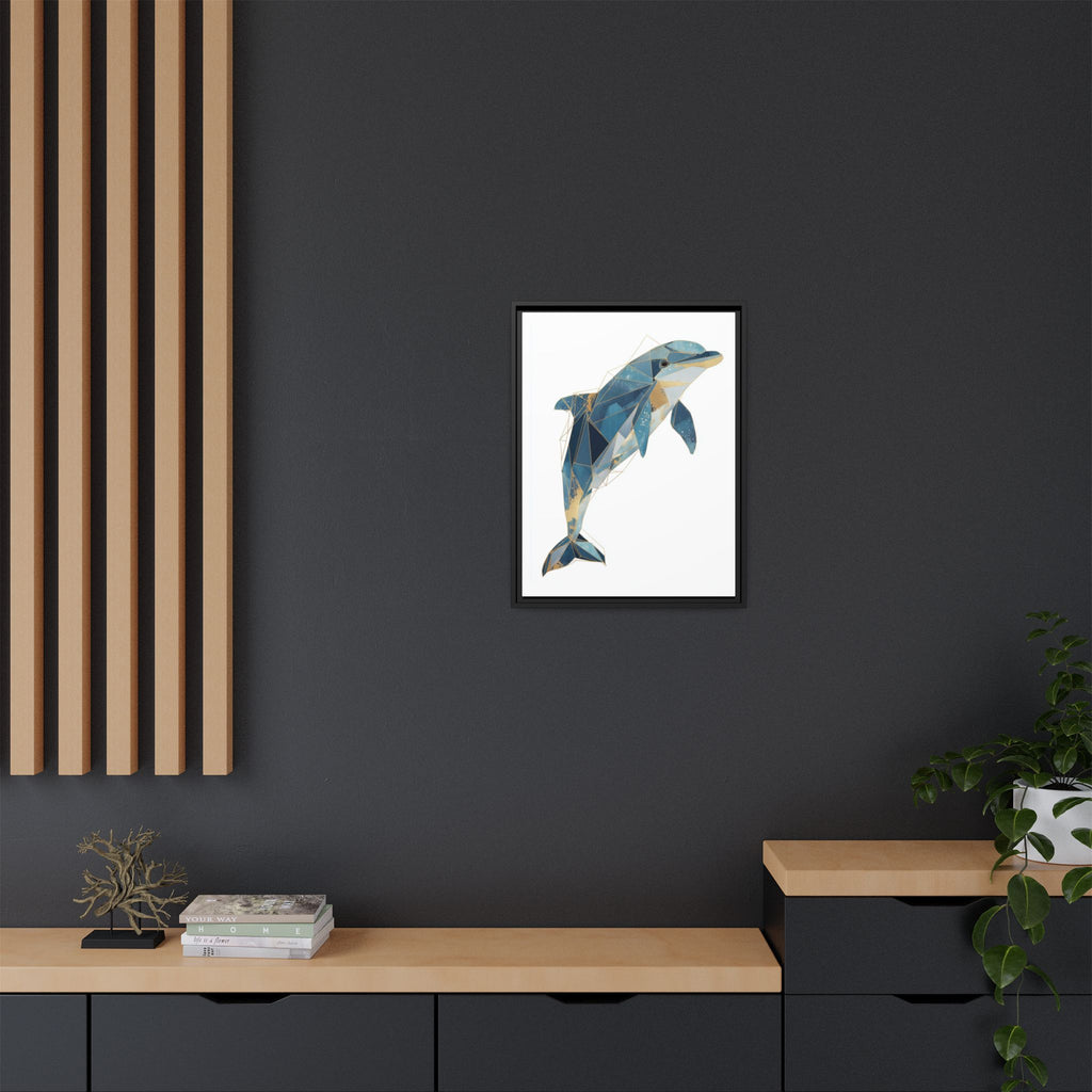 Crystalline Dolphin Framed Print : Geometric Marine Mosaic, Fractalized Blue Abstract   |  Personalized & Custom Orders Available