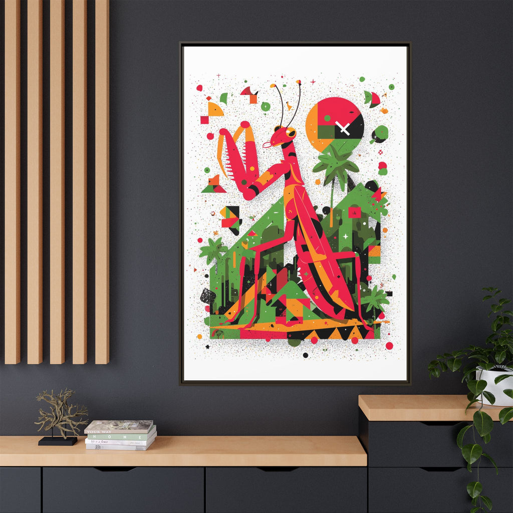 Praying Mantis Framed Print Geometric : Abstract Modernist Insect Art, Graphic Design Composition   |   Custom Orders Available