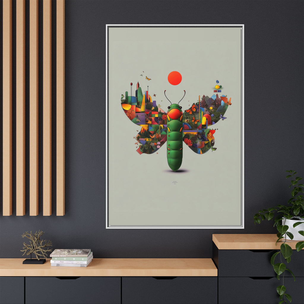 Geometric Chrysalis Framed Print : Butterfly Transformation, Digital Abstract Landscape Metaphor   |  Personalized & Custom Orders