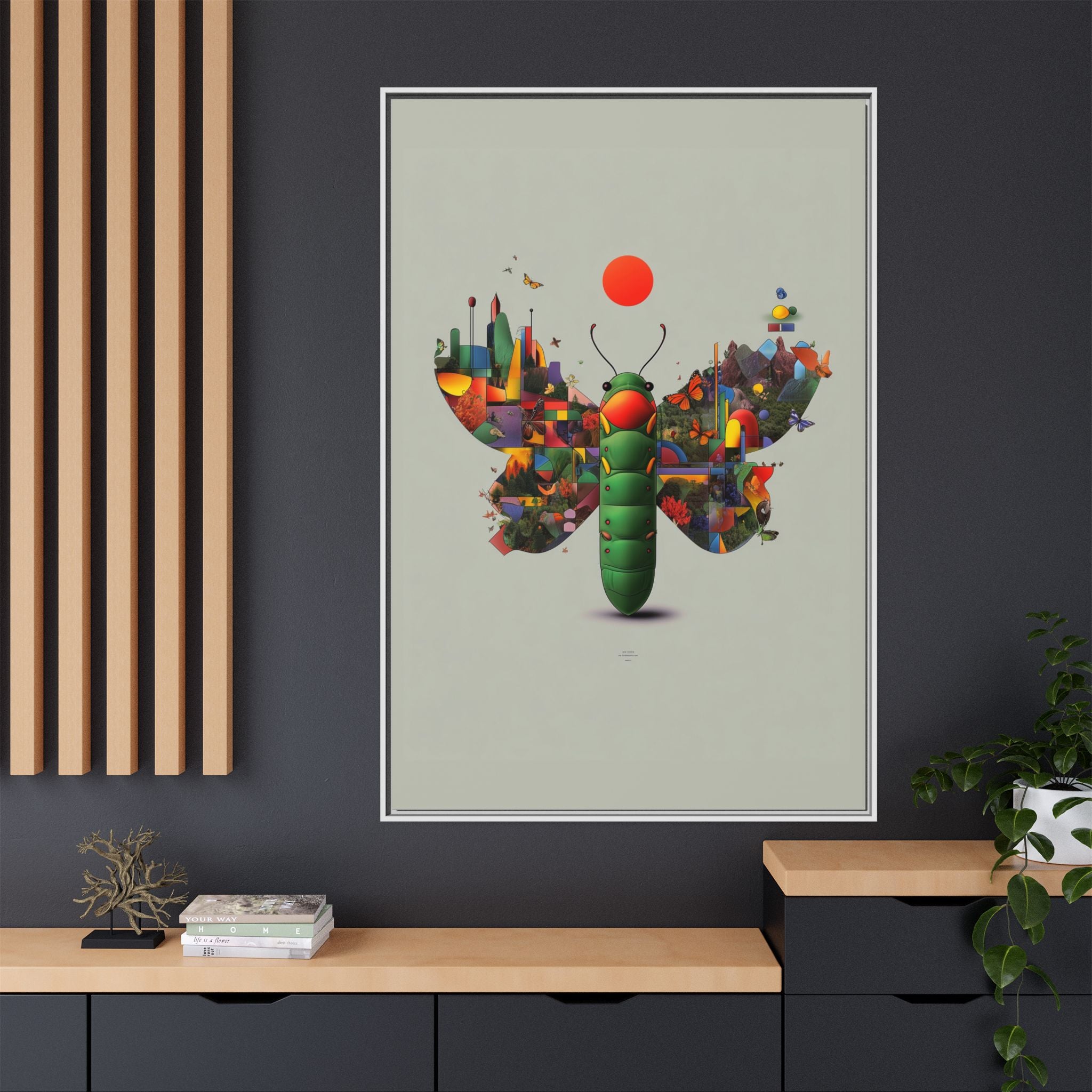Geometric Chrysalis Framed Print : Butterfly Transformation, Digital Abstract Landscape Metaphor   |  Personalized & Custom Orders