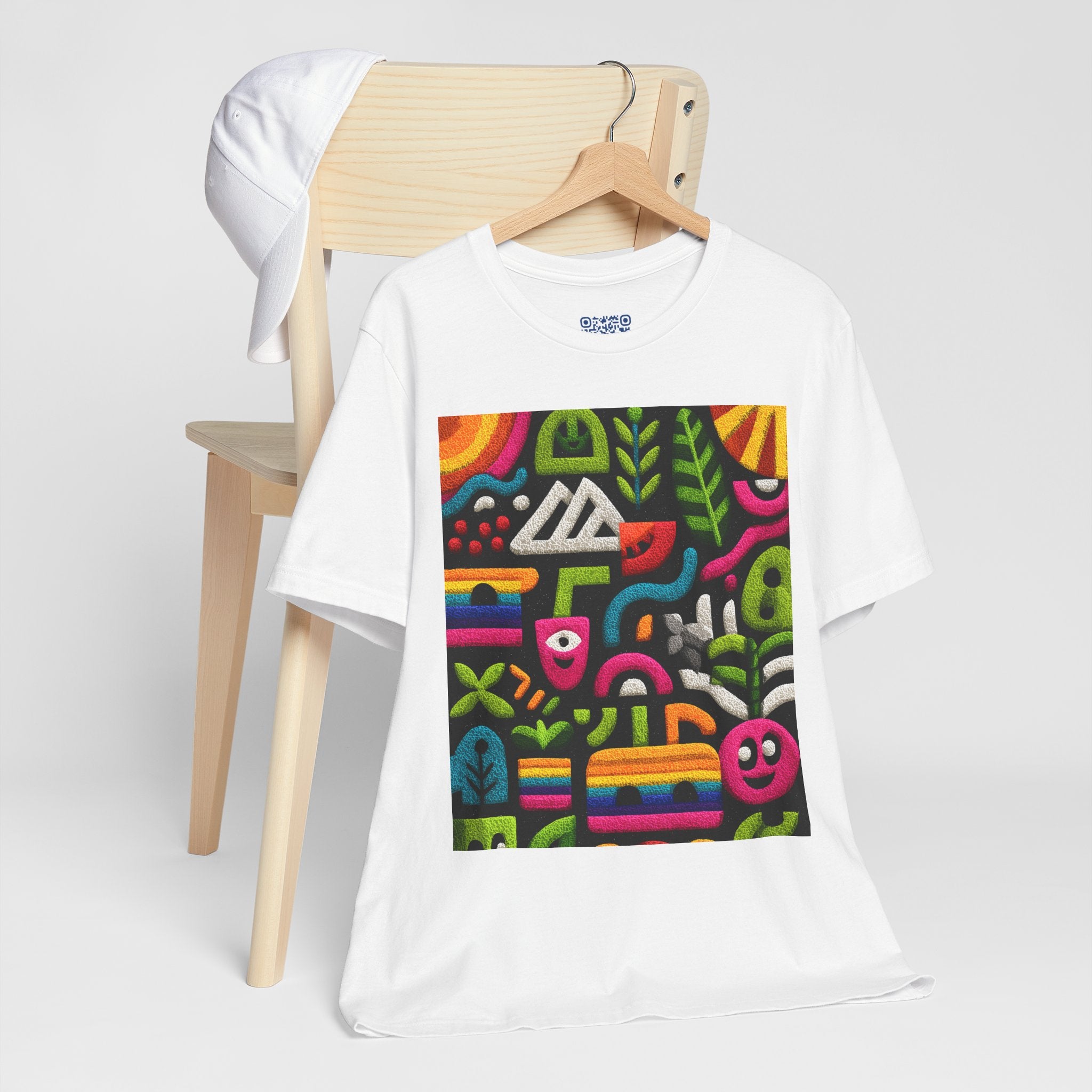 Colorful Abstract Art Unisex Tee, Casual Wear, Gift for Art Lovers, Vibrant Summer Top, Unique Pattern Shirt
