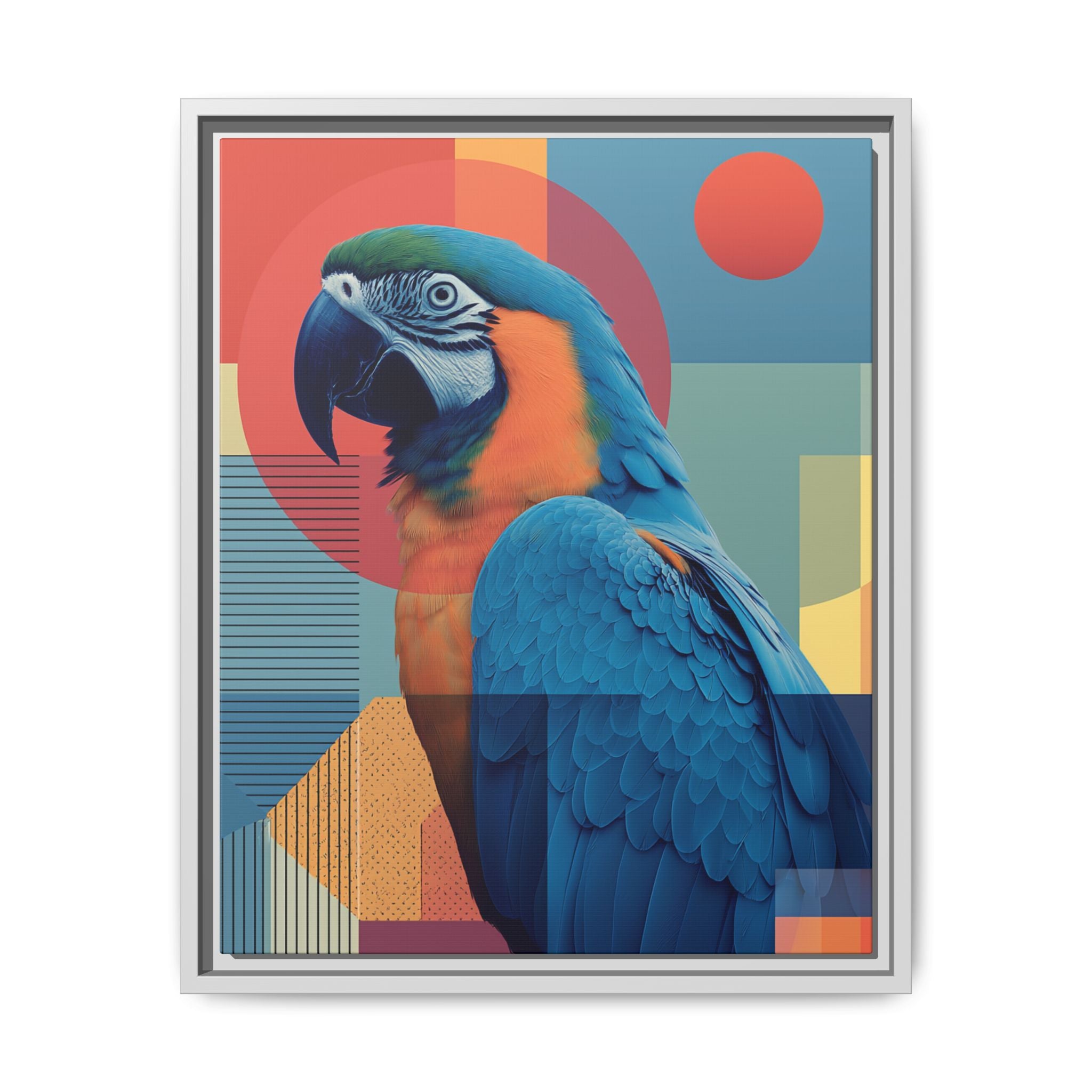 Macaw Geometric Framed Print : Mid-Century Modern Bird Art, Tropical Parrot Print   |  Personalized & Custom Orders Available