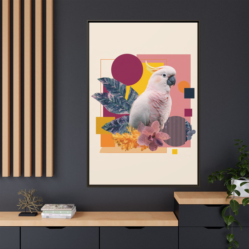 Cockatoo Geometric Framed Print : Tropical Digital Collage, Modern Abstract Design   |  Personalized & Custom Orders Available