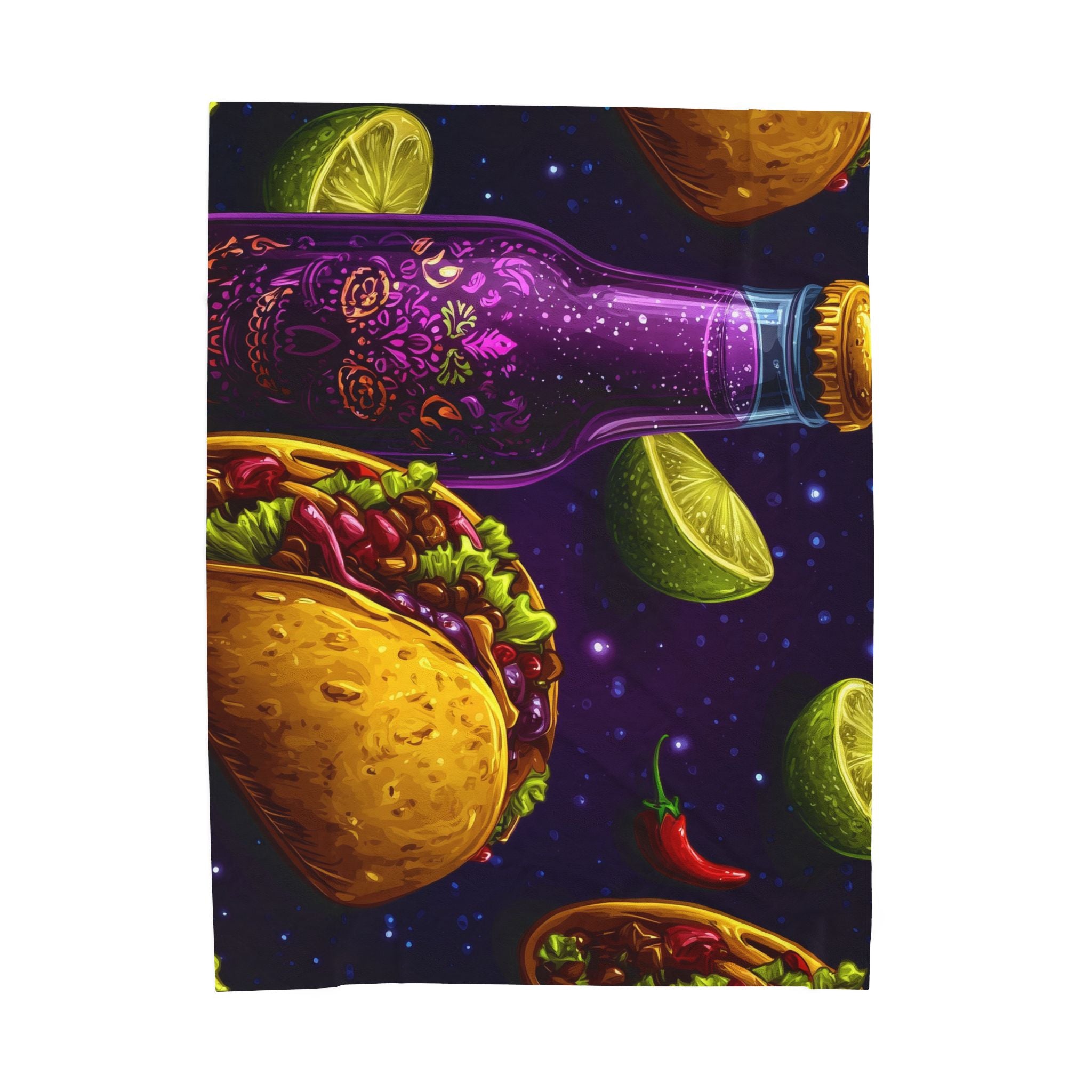 Cosmic Tacos Quilt Doona Duvet Cover : Culinary Space Odyssey, Mexican Night Feast   |   Custom Orders Accepted