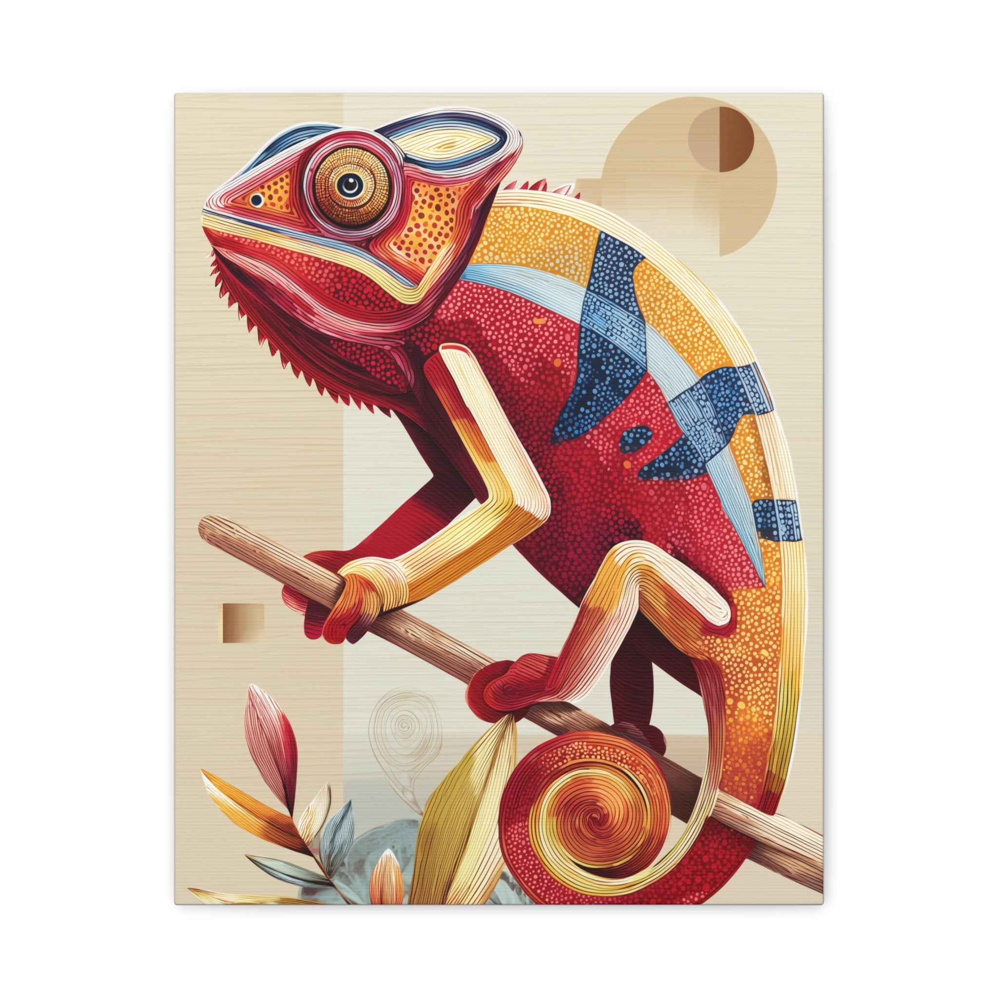 Chameleon Canvas Print, pastel geometric chameleon wall art, Home Decor, Office Decor, Gift for Her, Unique Artwork, Teen Room Decor