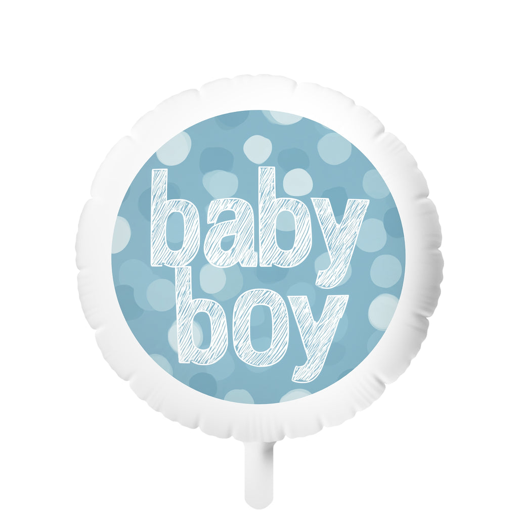Baby Boy Mylar Helium Balloon – Blue Polka Dot Gender Reveal/Welcome