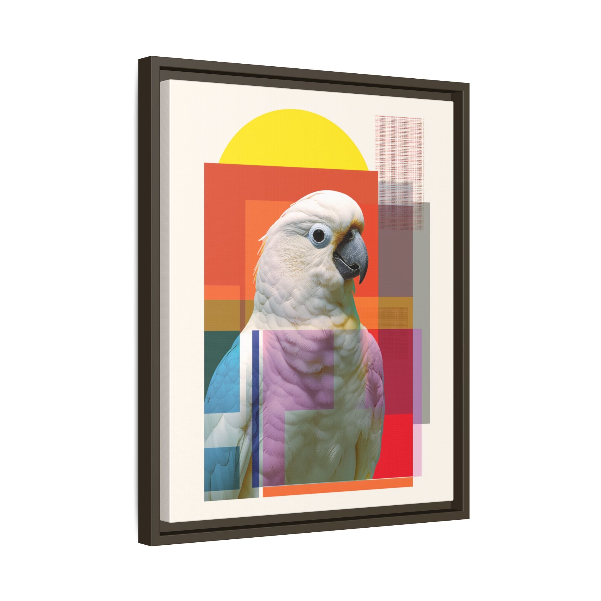 Cockatoo Chromatics Framed Print: Geometric Wildlife Portrait, Contemporary Art Print   |  Personalized & Custom Orders Available