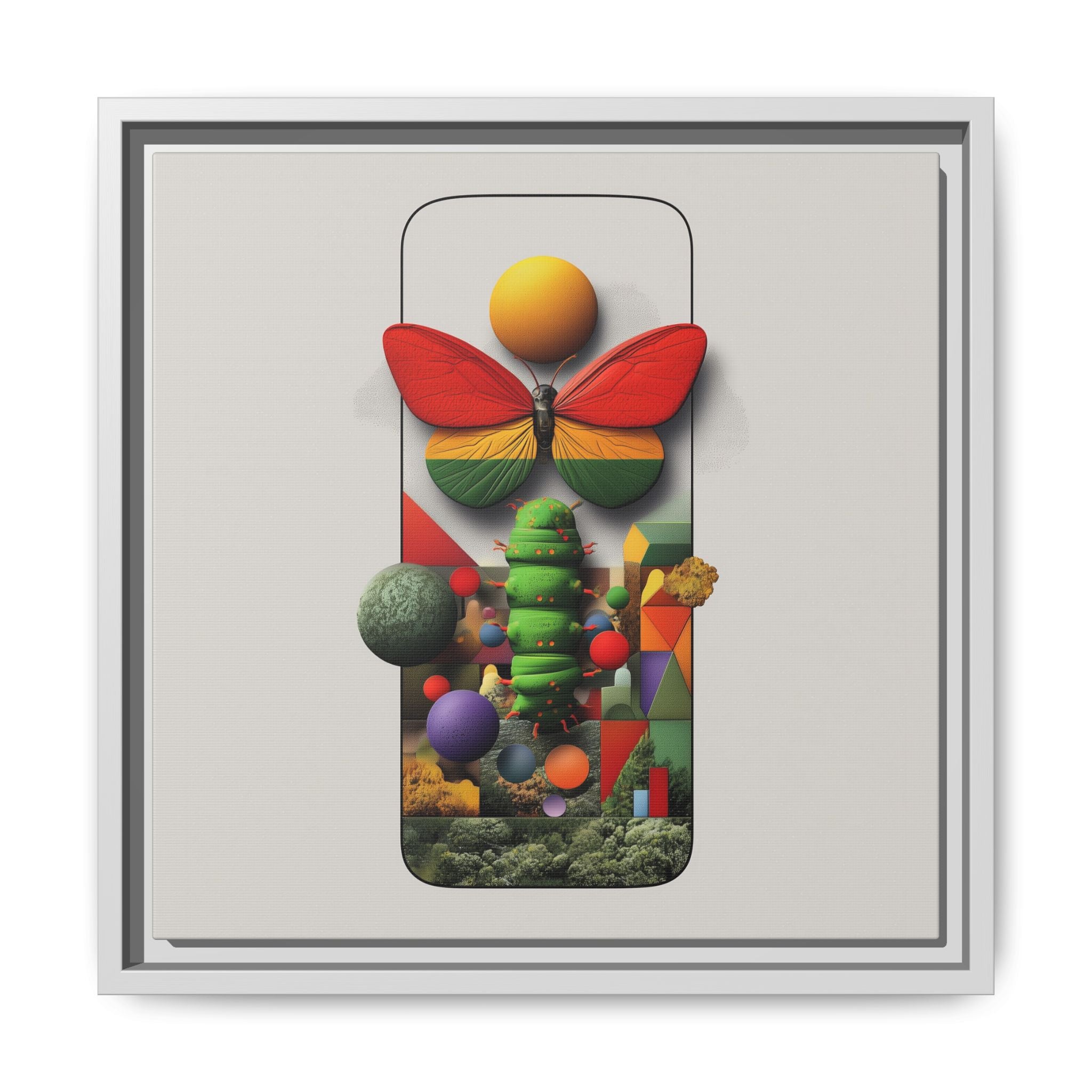 Metamorphosis Framed Print : Geometric Nature Transformation, Vibrant Butterfly Composition   |  Personalized & Custom Orders Available