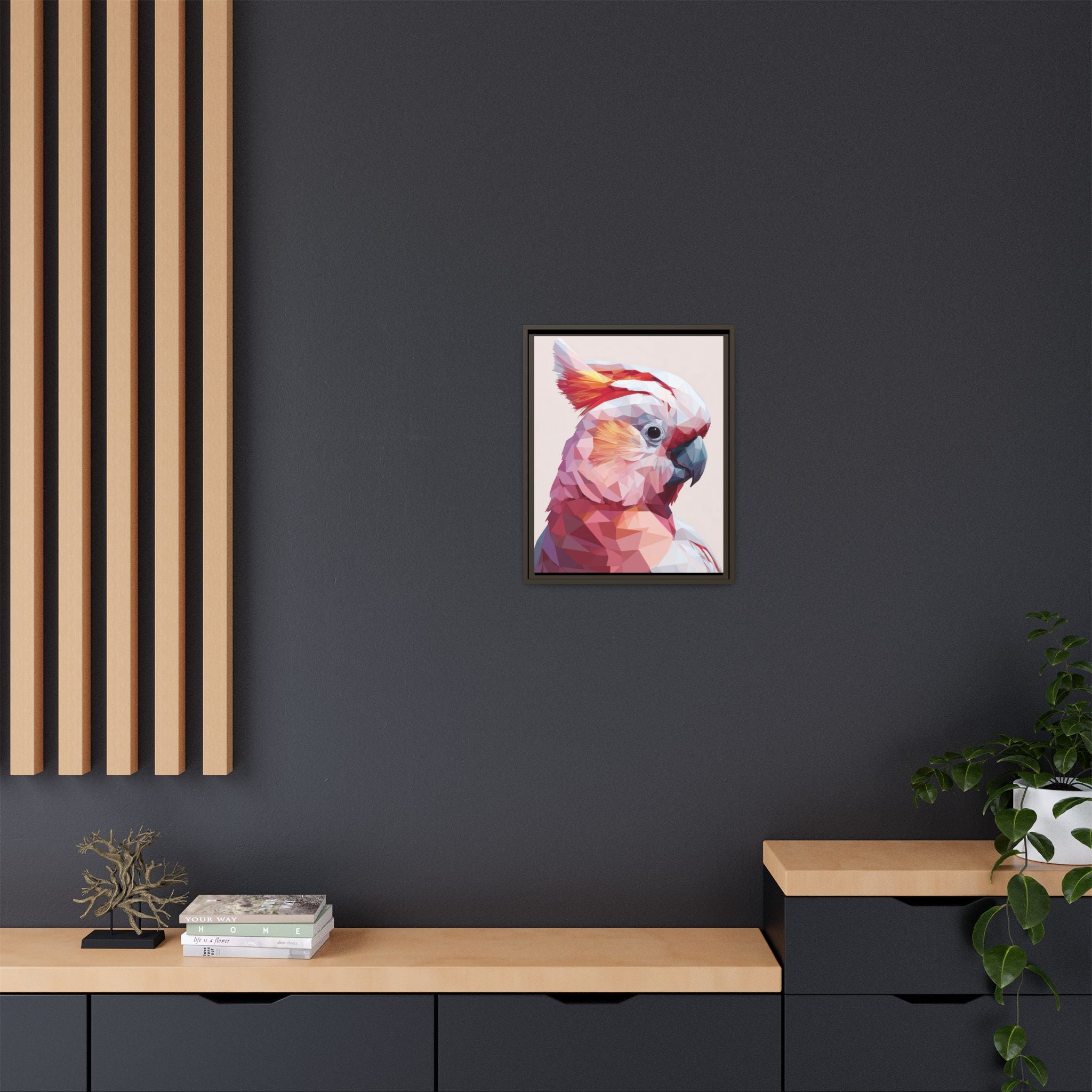 Prismatic Cockatoo: Geometric Bird Portrait, Low-Poly Digital Art   |  Personalized & Custom Orders Available