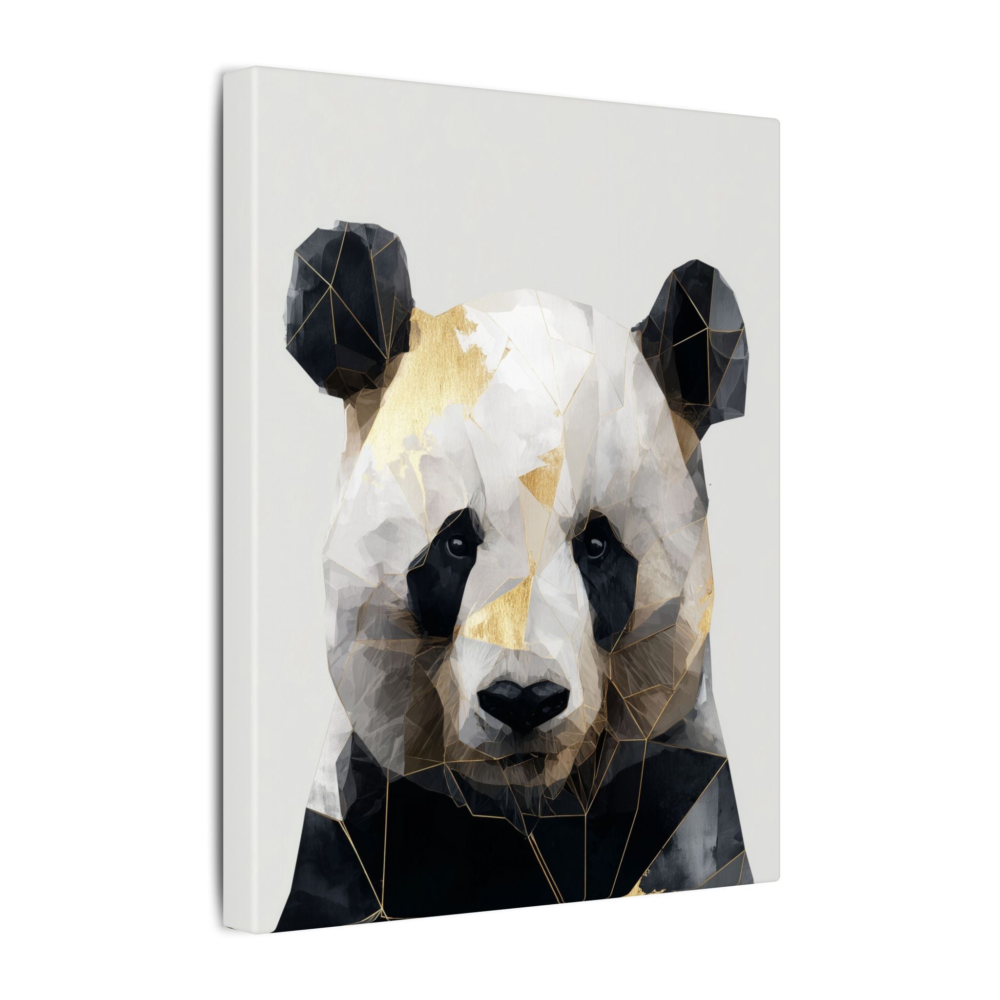 Geometric Panda: Low Poly Art, Contemporary Wildlife Portrait, Metallic Triangular Design   |  Personalized & Custom Orders Available