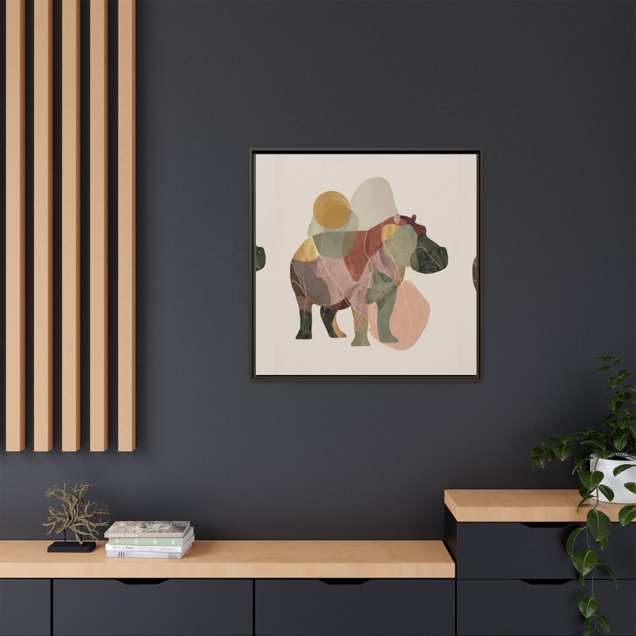 Geometric Harmony: Abstract Hippo Silhouette, Modern Minimalist Animal Art   |    Custom Orders Available