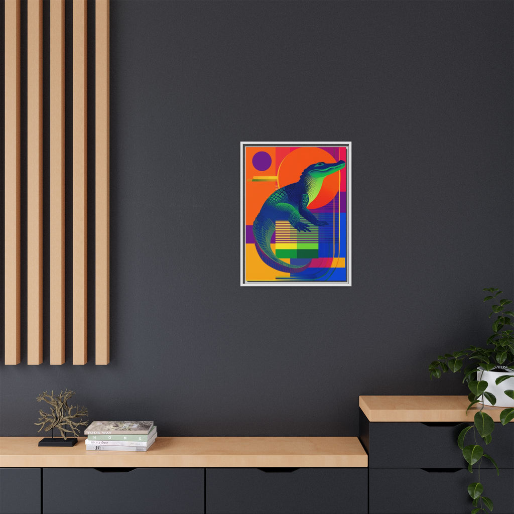 Geometric Alligator Framed Print: Pop Art Reptile, Vibrant Gradient Composition   |  Personalized & Custom Orders Available