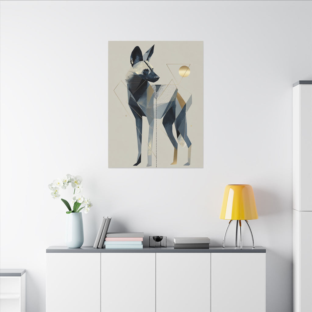 Geometric Canine: Abstract Dog Portrait, Modern Graphic Design, Metallic Blue Composition   |  Personalized & Custom Orders Available