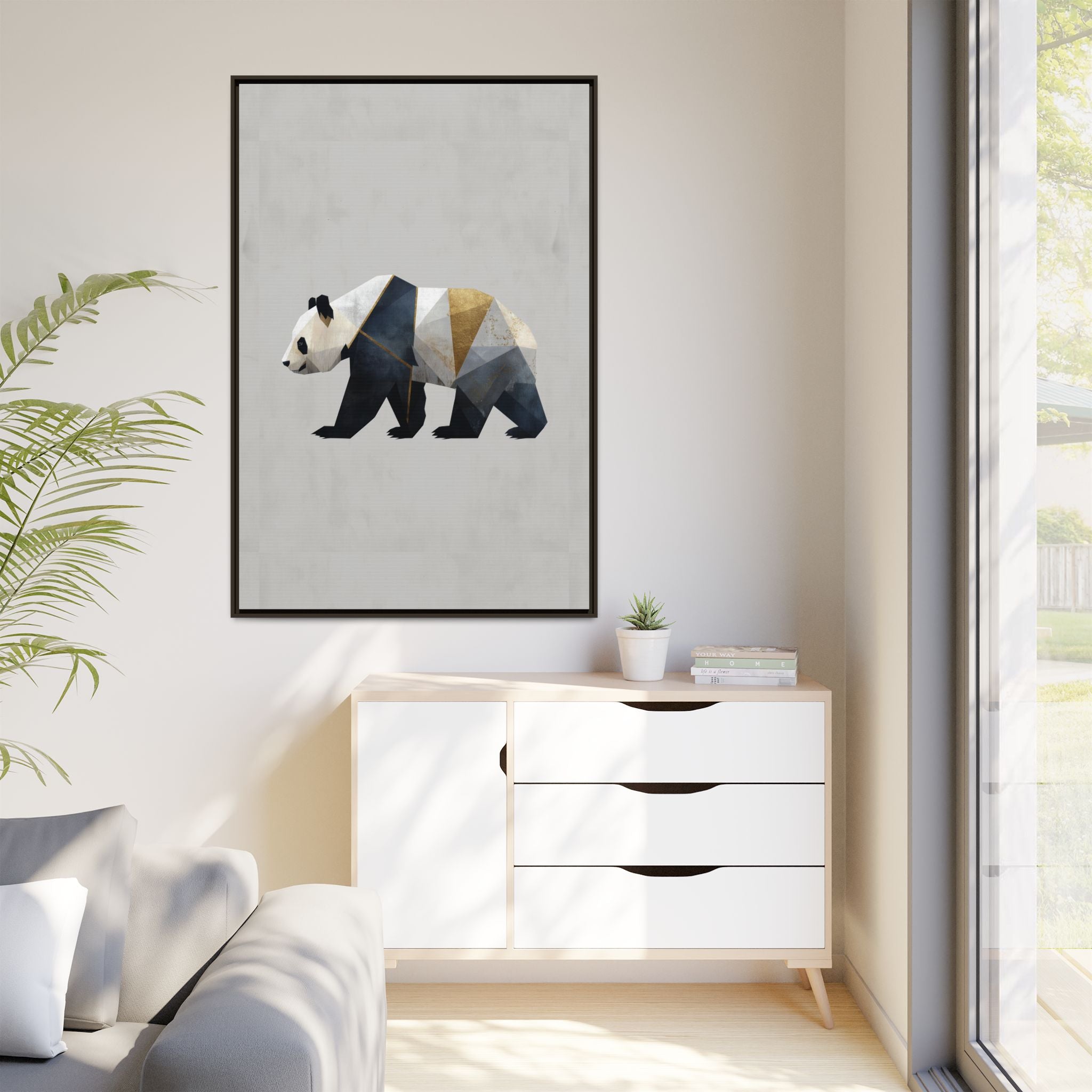 Geometric Panda: Cubist Animal Portrait, Modern Minimalist Art Style   |  Personalized & Custom Orders Available