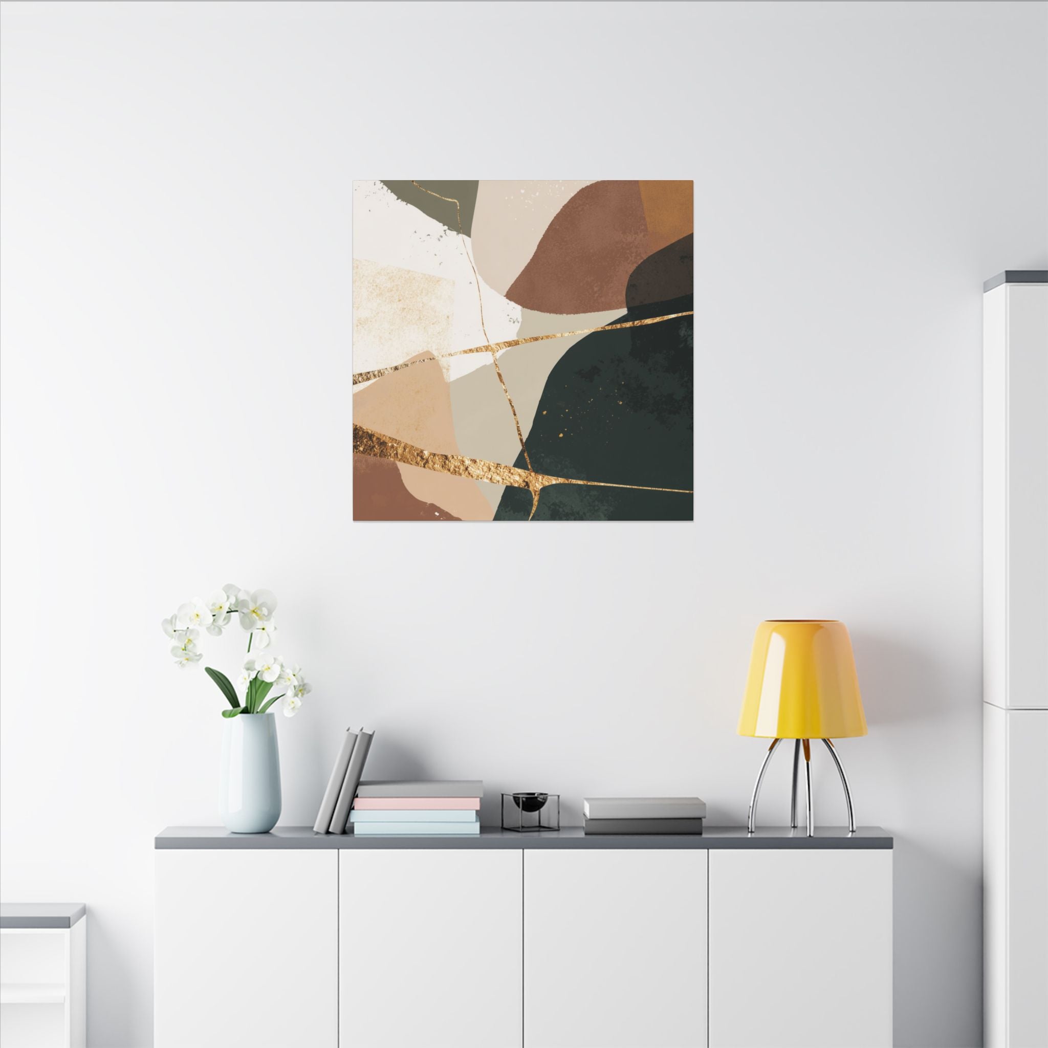 Canvas Print, Abstract Earthy Gold Wall Art, Modern Designer Home Decor, Stretched Matte Canvas; Thick, Multi-Size, Office Decor