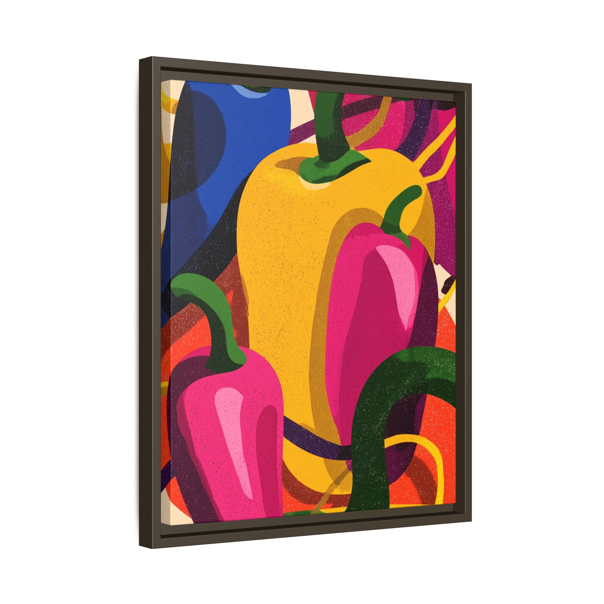 Canvas Art, Abstract Geometric Bell Peppers, Framed Wall Decor Print, Kitchen Wall Art, Modern Home Decor, Foodie Gift