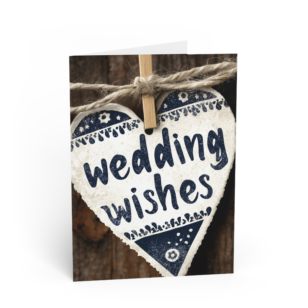 Wedding Wishes Greeting Card — Rustic Heart Wedding Card for Newlyweds