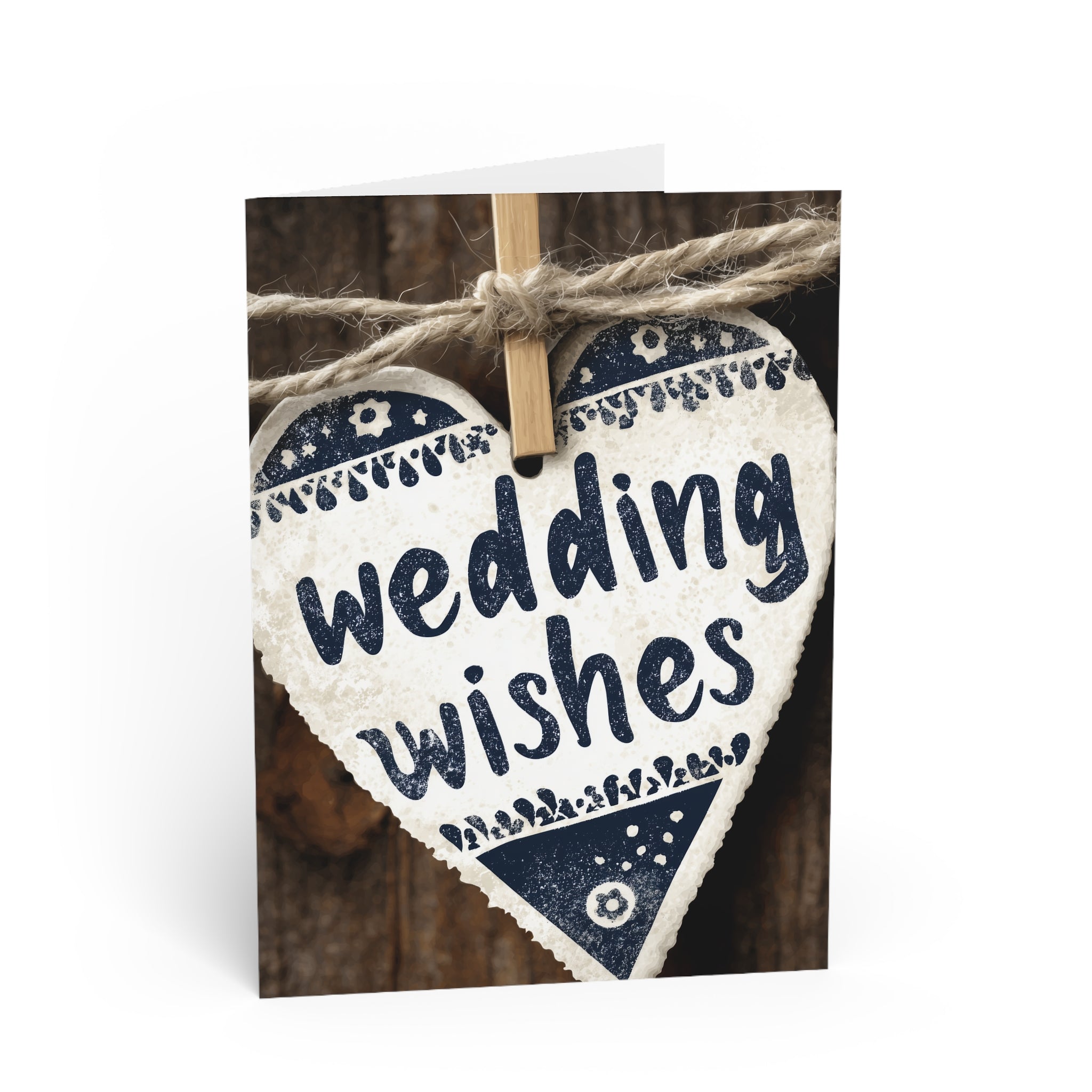 Wedding Wishes Greeting Card — Rustic Heart Wedding Card for Newlyweds
