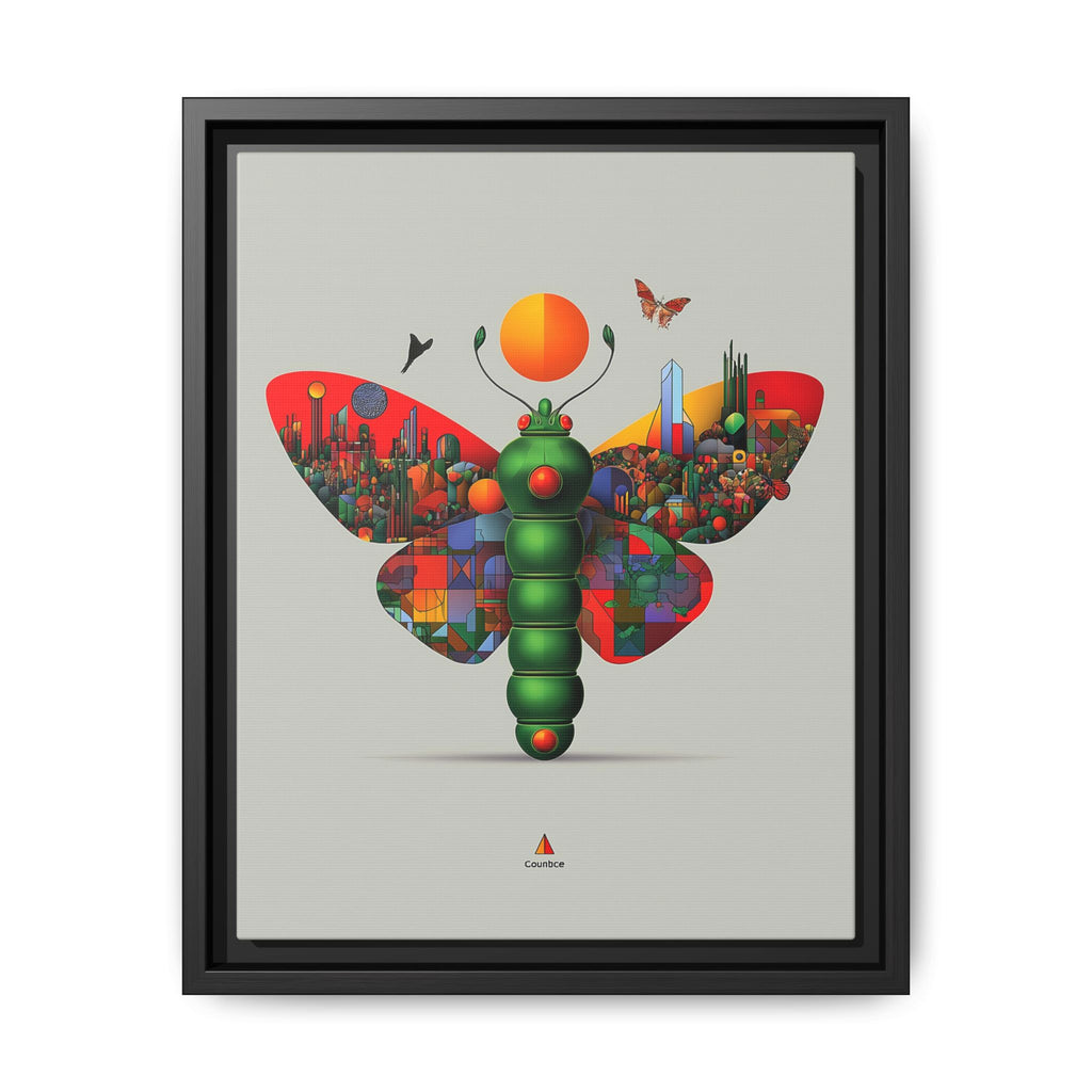 Urban Metamorphosis Framed Print: Geometric Cityscape Butterfly, Digital Surrealism Collage   |  Custom Orders Available