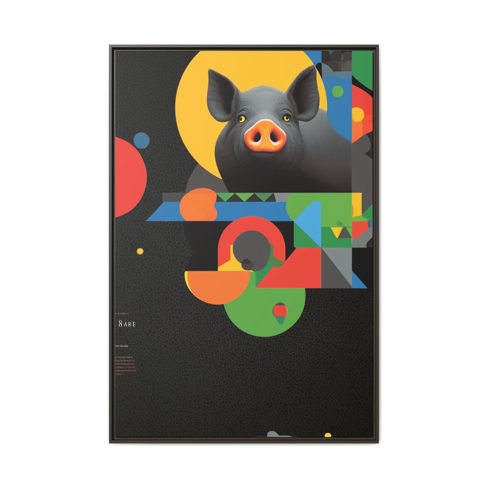 Geometric Pig Poster: Abstract Graphic Design, Colorful Modernist Composition   |    Custom Orders Available