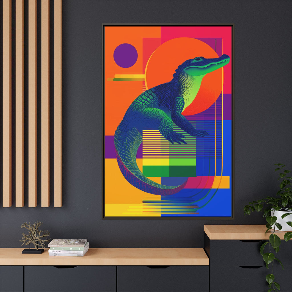 Geometric Alligator Framed Print: Pop Art Reptile, Vibrant Gradient Composition   |  Personalized & Custom Orders Available