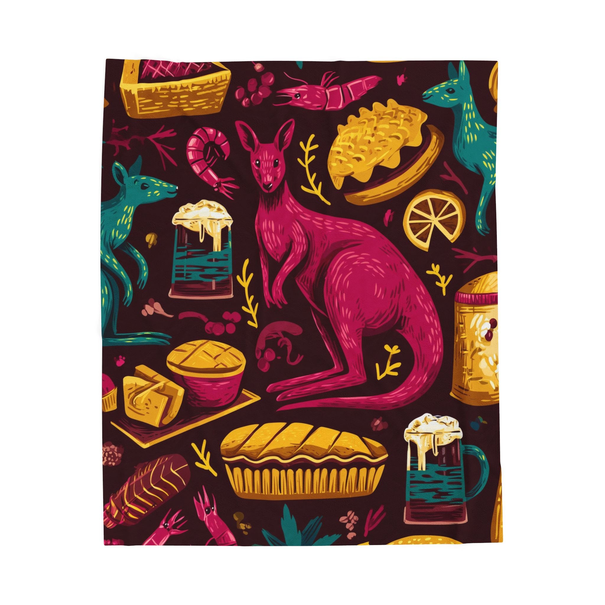 Kangaroo Culinary Carnival: Whimsical Food Illustration, Bold Graphic Art Style   |   Custom Orders Accepted