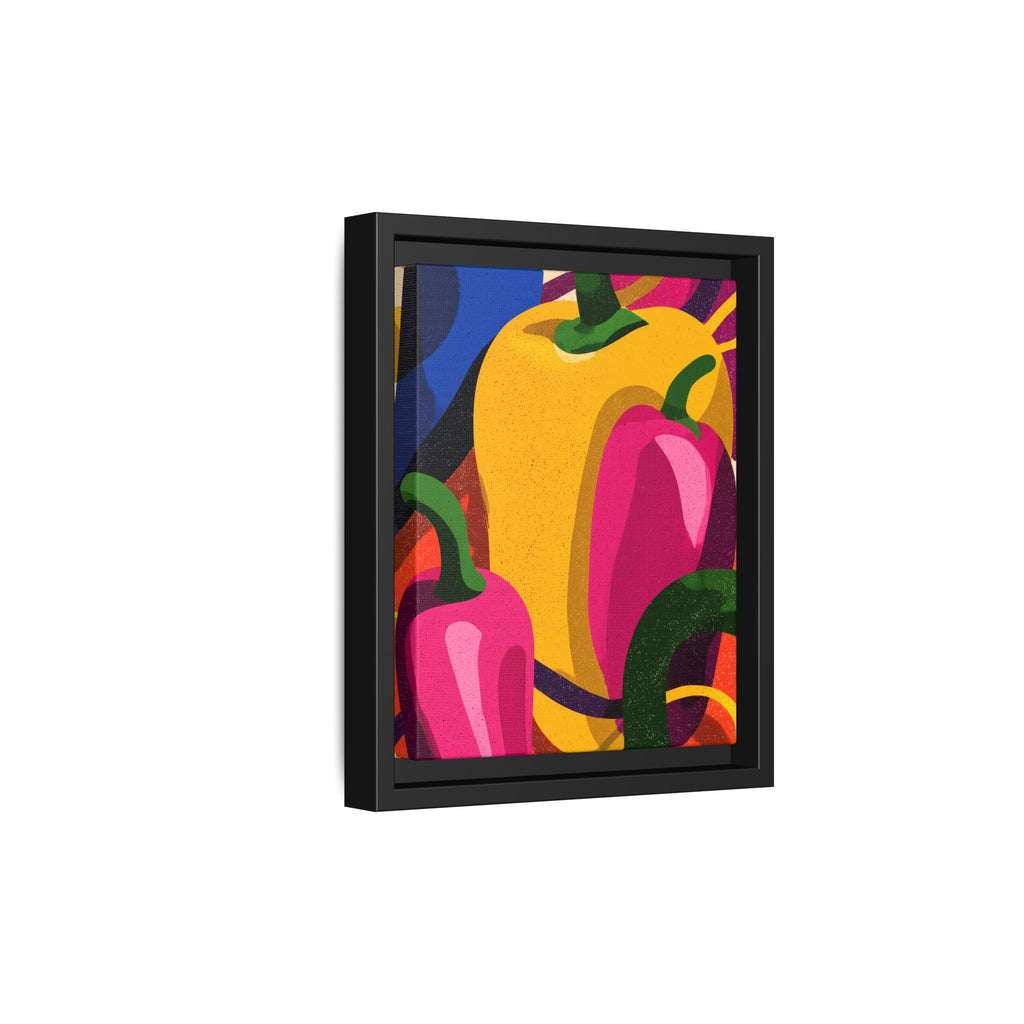 Canvas Art, Abstract Geometric Bell Peppers, Framed Wall Decor Print, Kitchen Wall Art, Modern Home Decor, Foodie Gift