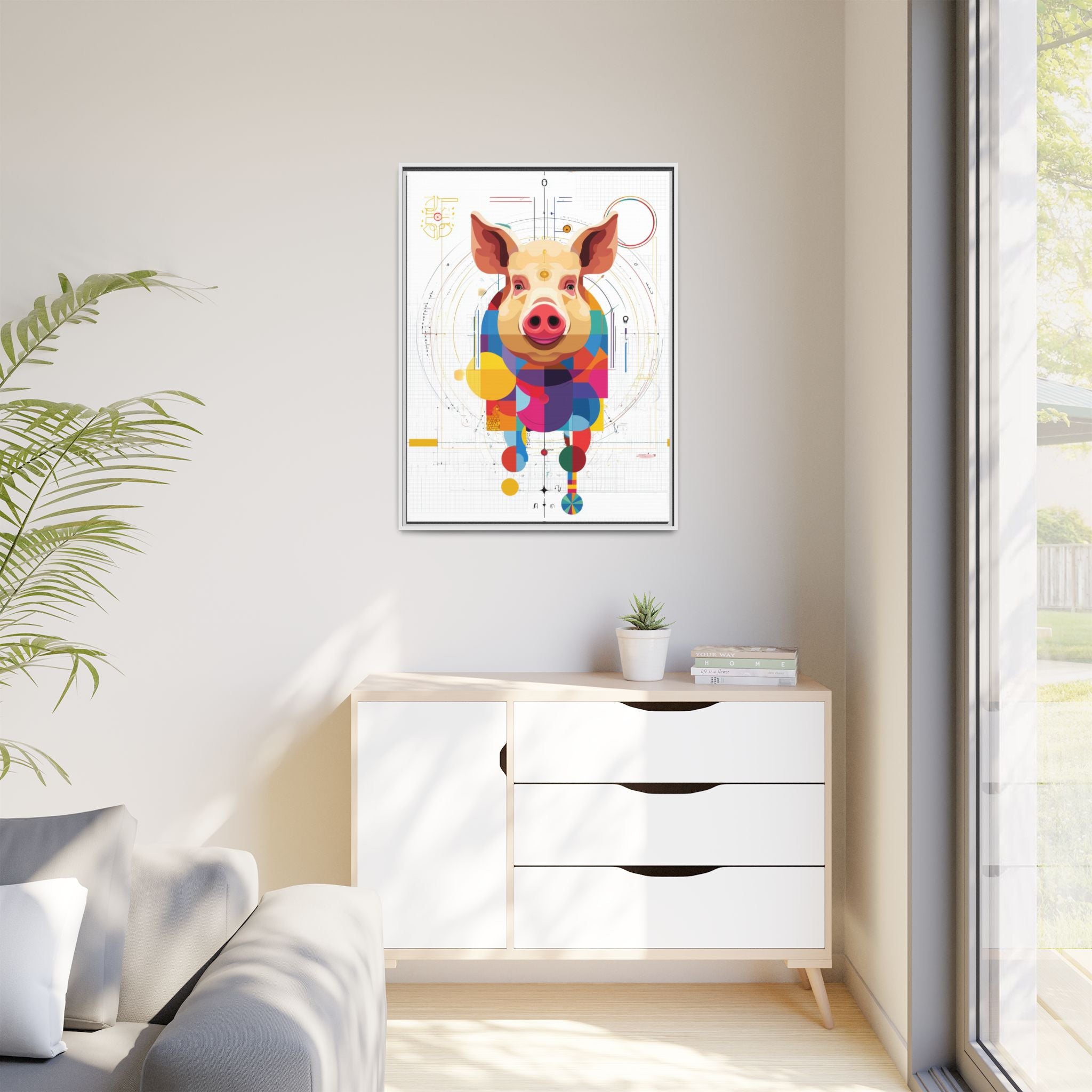 Geometric Pig: Digital Cubist Portrait, Mathematical Animal Abstraction   |    Custom Orders Available