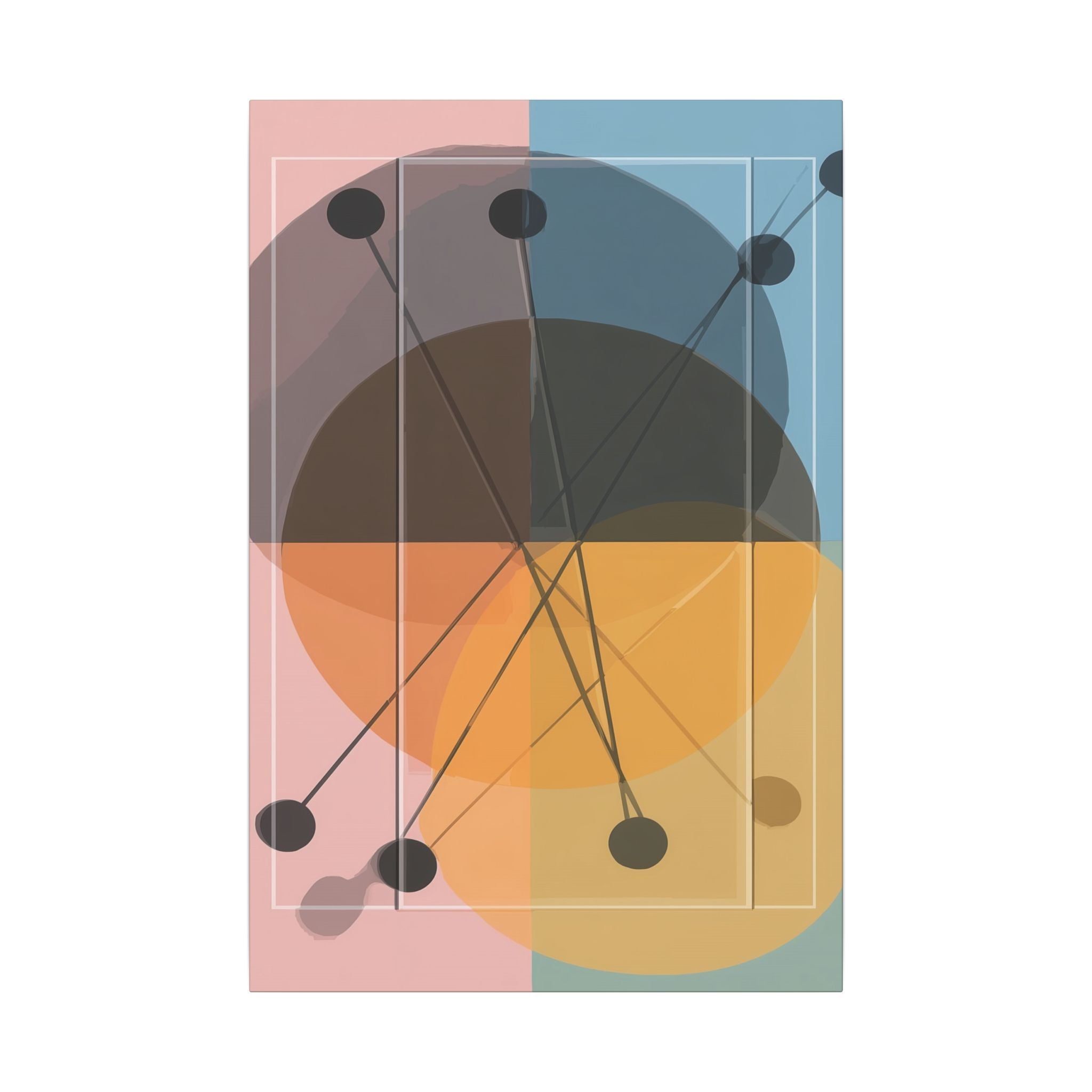 Interconnected Geometries: Pastel Circles in Motion, Mid-Century Modern Design, Abstract Bauhaus Composition   |   Custom Orders Accepted