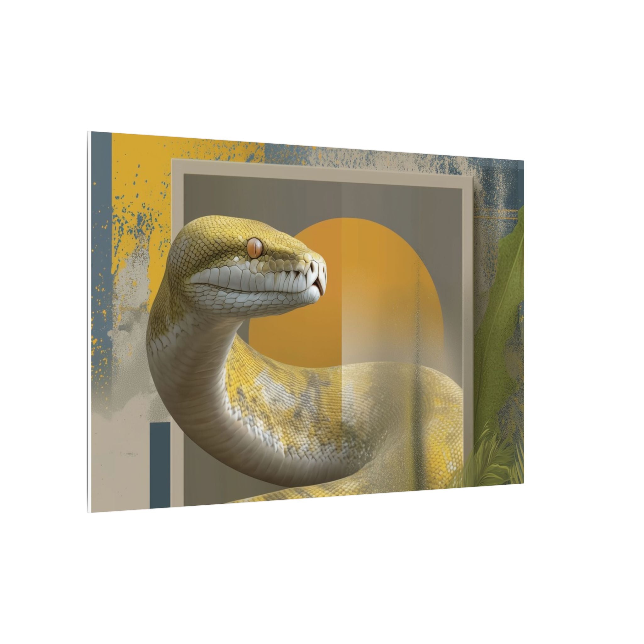 Serpent's Geometric Symphony: Tropical Python Illustration, Modern Graphic Design   |    Custom Orders Available