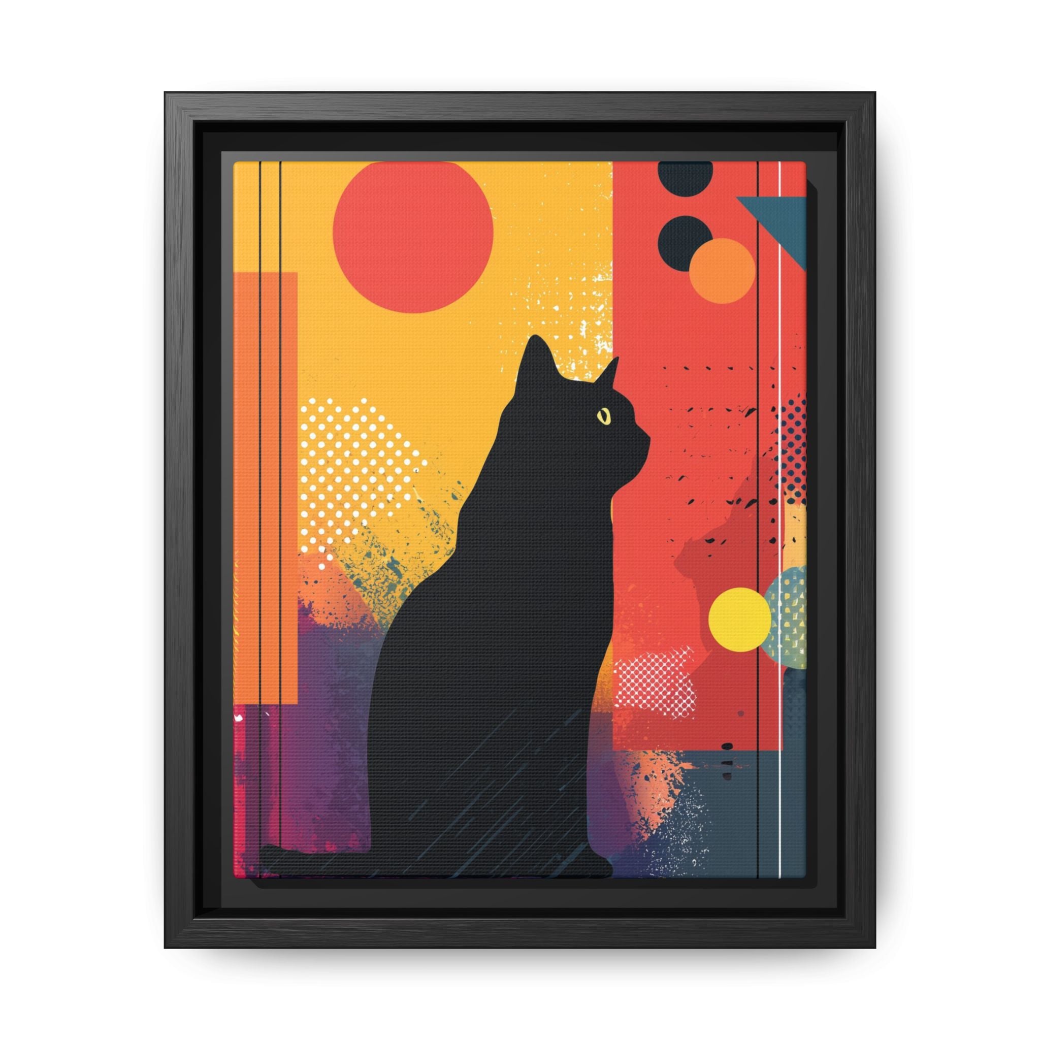 Feline Geometry Framed Print: Abstract Cat Silhouette, Retro Digital Design   |  Personalized & Custom Orders Available