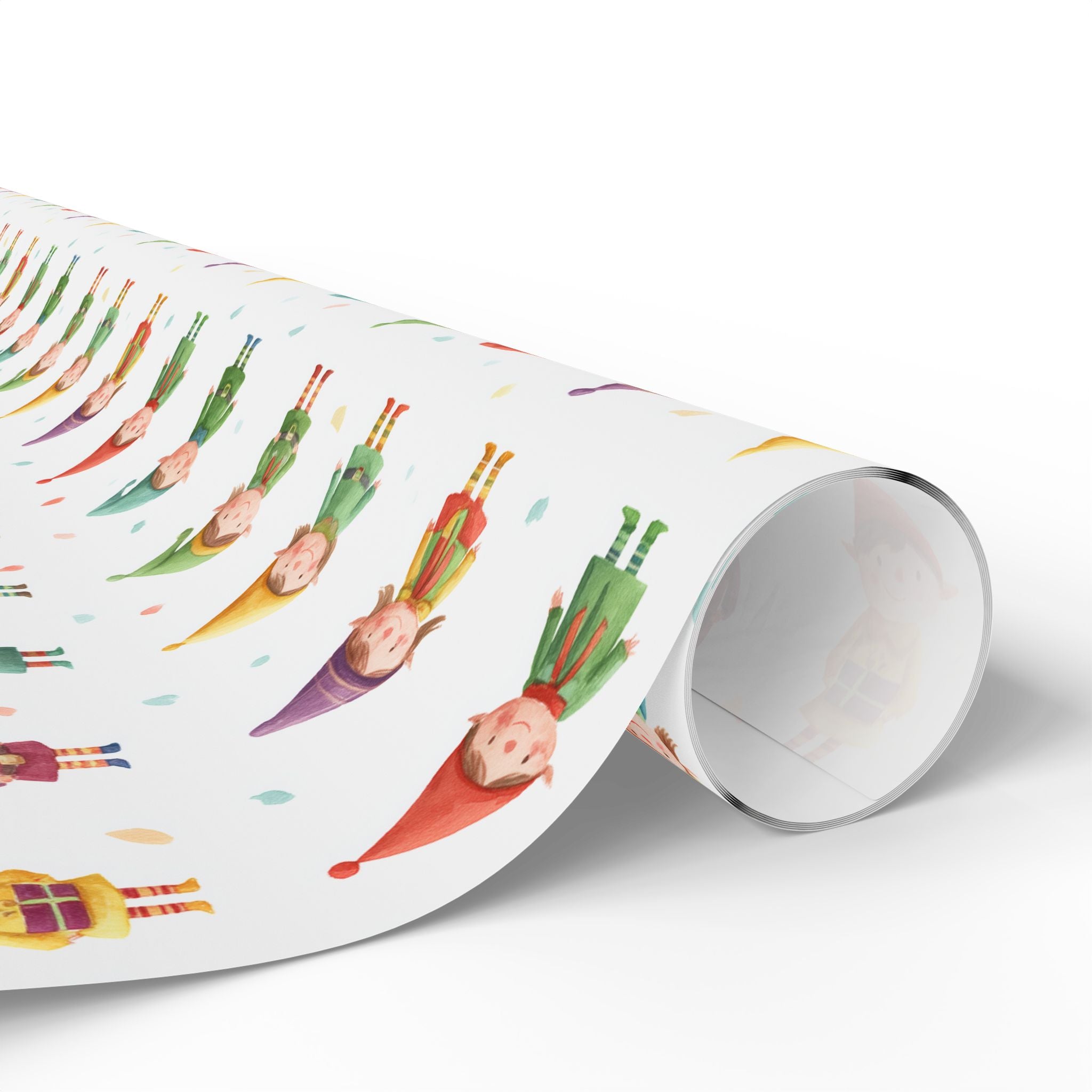 Christmas Elf Wrapping Paper Roll – Cute Holiday Gift Wrap with Elves & Presents
