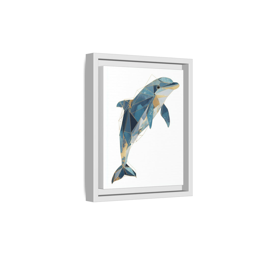 Crystalline Dolphin Framed Print : Geometric Marine Mosaic, Fractalized Blue Abstract   |  Personalized & Custom Orders Available