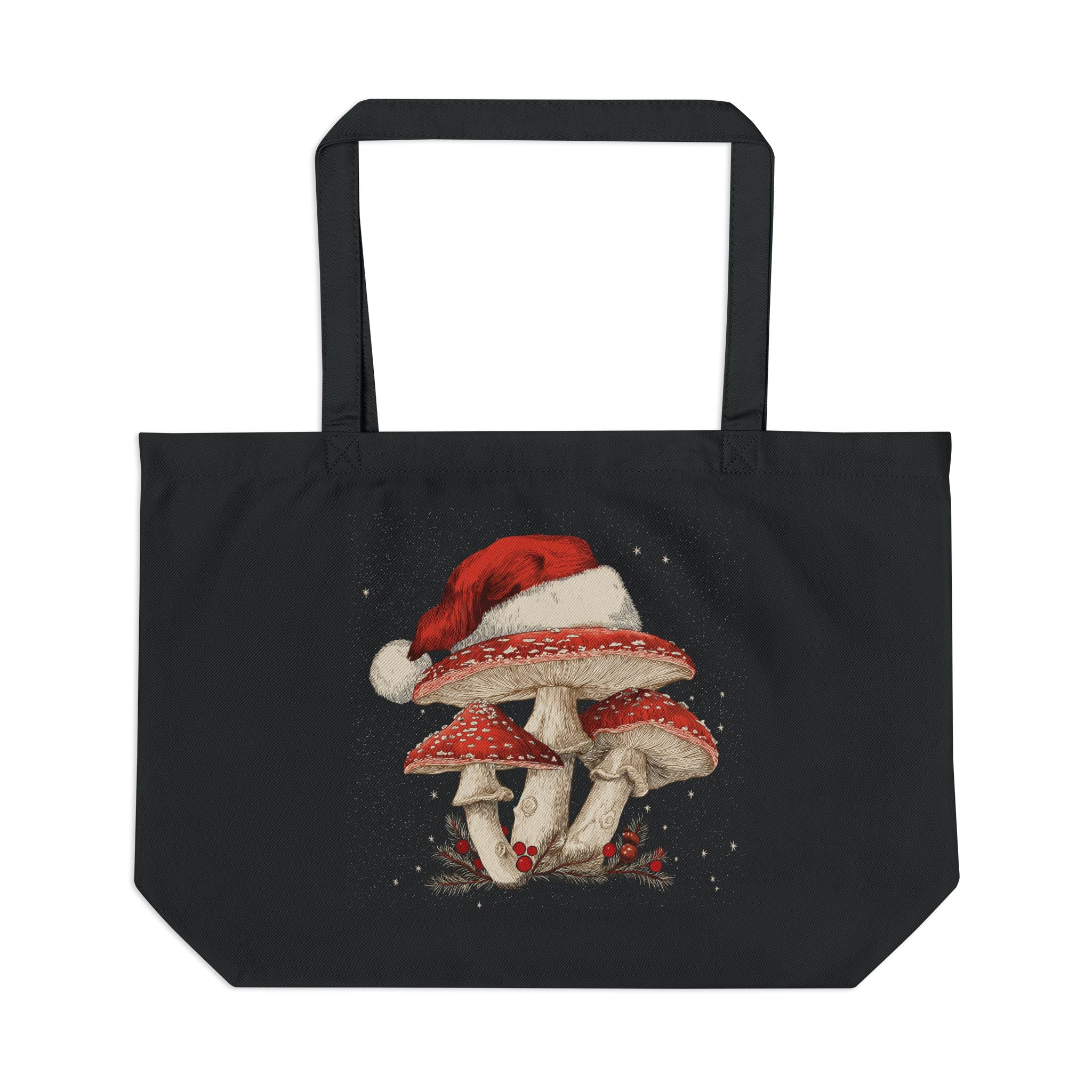 Large Whimsical Mushroom Christmas Eco Tote Bag   | Magic Mushroom Gift , Gift for Stoners