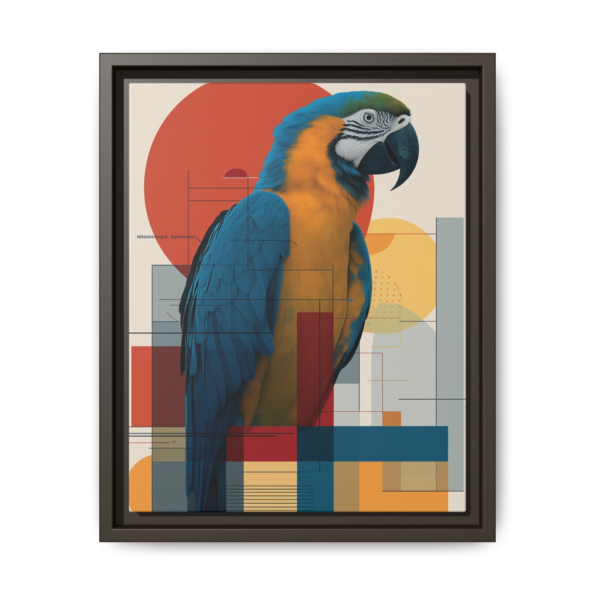 Vibrant Macaw Geometric Framed Print: Avian Realism, Modern Abstract Composition   |  Personalized & Custom Orders Available