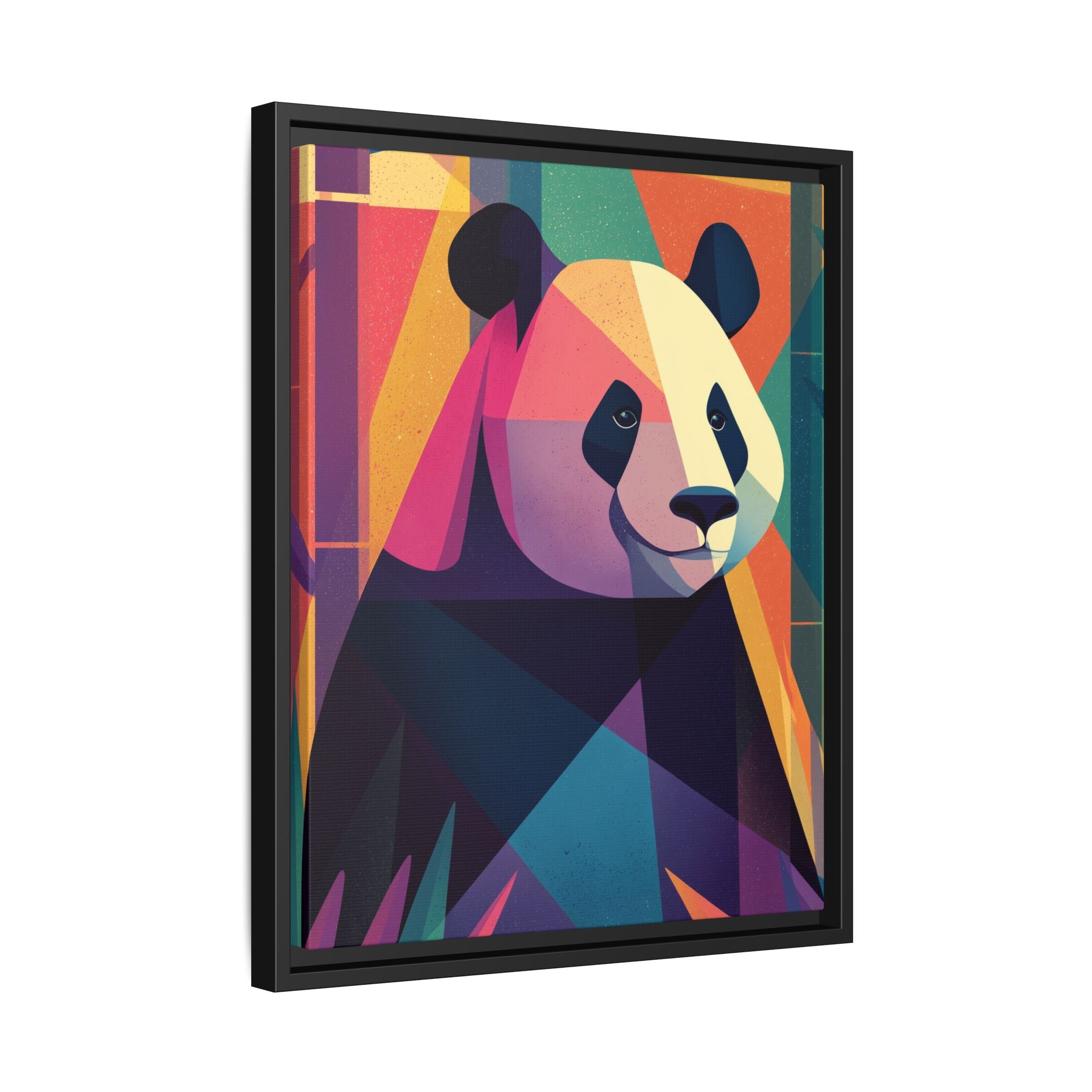 Geometric Panda Framed Print : Cubist Wildlife Portrait, Colorful Abstract Interpretation   |  Personalized & Custom Orders Available
