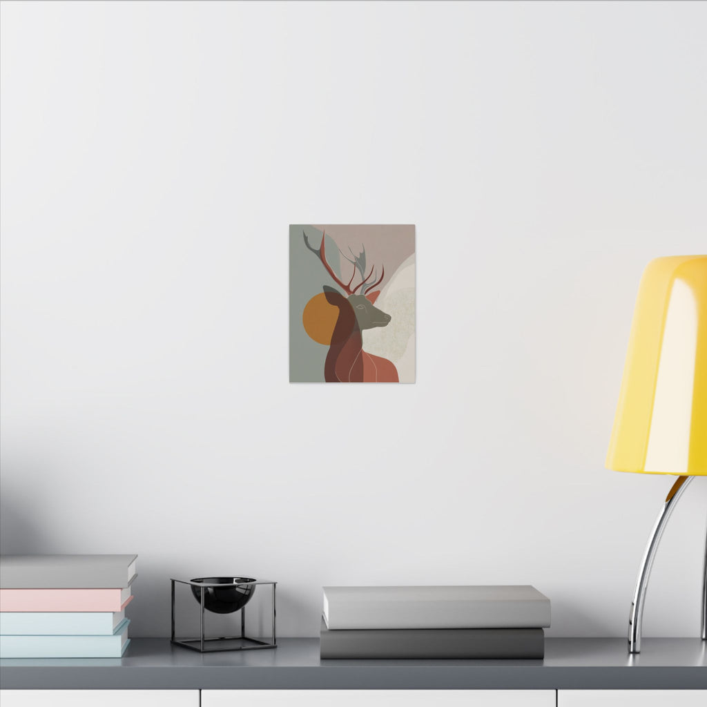 Majestic Deer in Abstraction: Minimalist Geometric Design, Earthy Tones, Mid-Century Modern Art   |  Personalized & Custom Orders Available