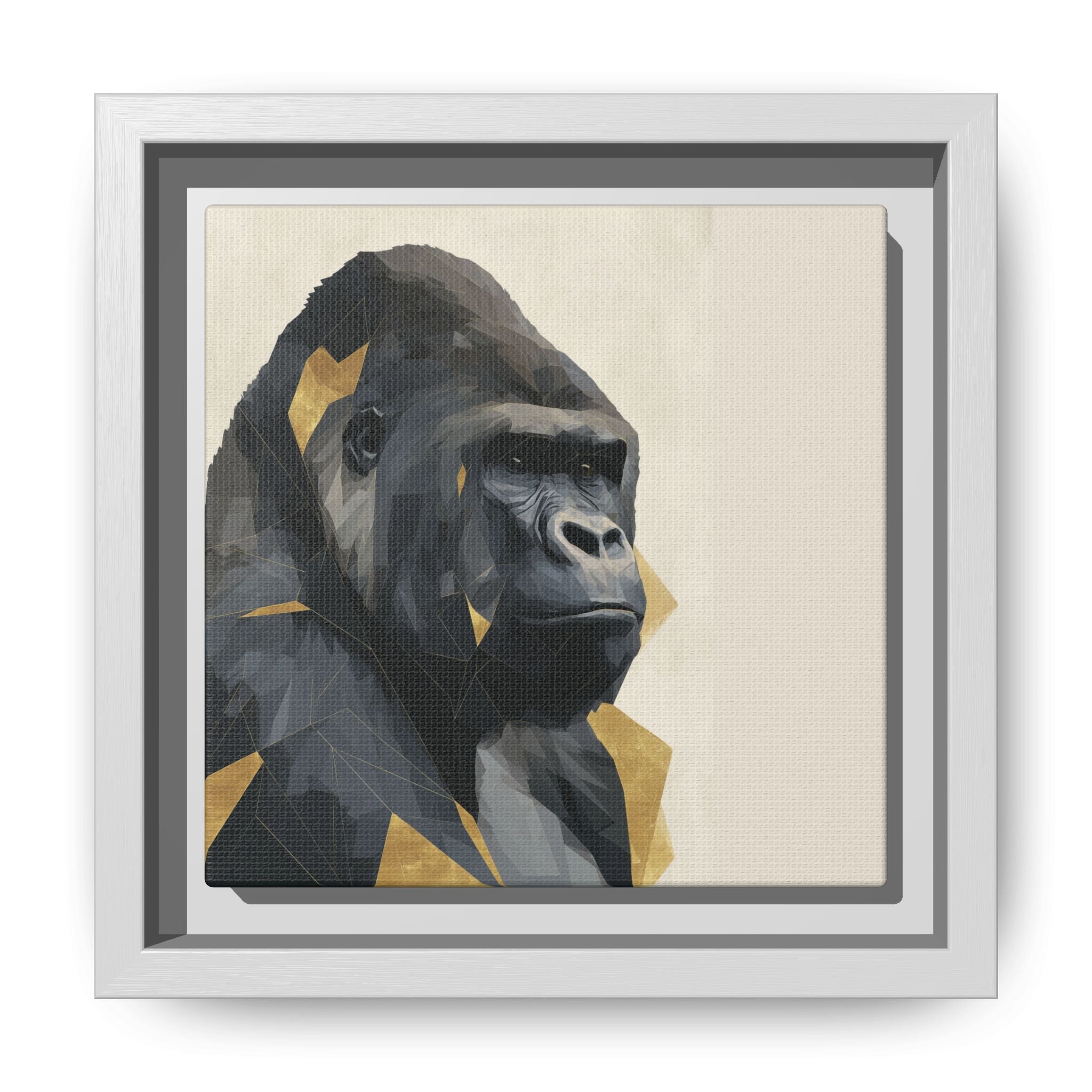 Primal Geometry: Polygonal Gorilla Portrait, Modern Metallic Wildlife Art   |  Personalized & Custom Orders Available
