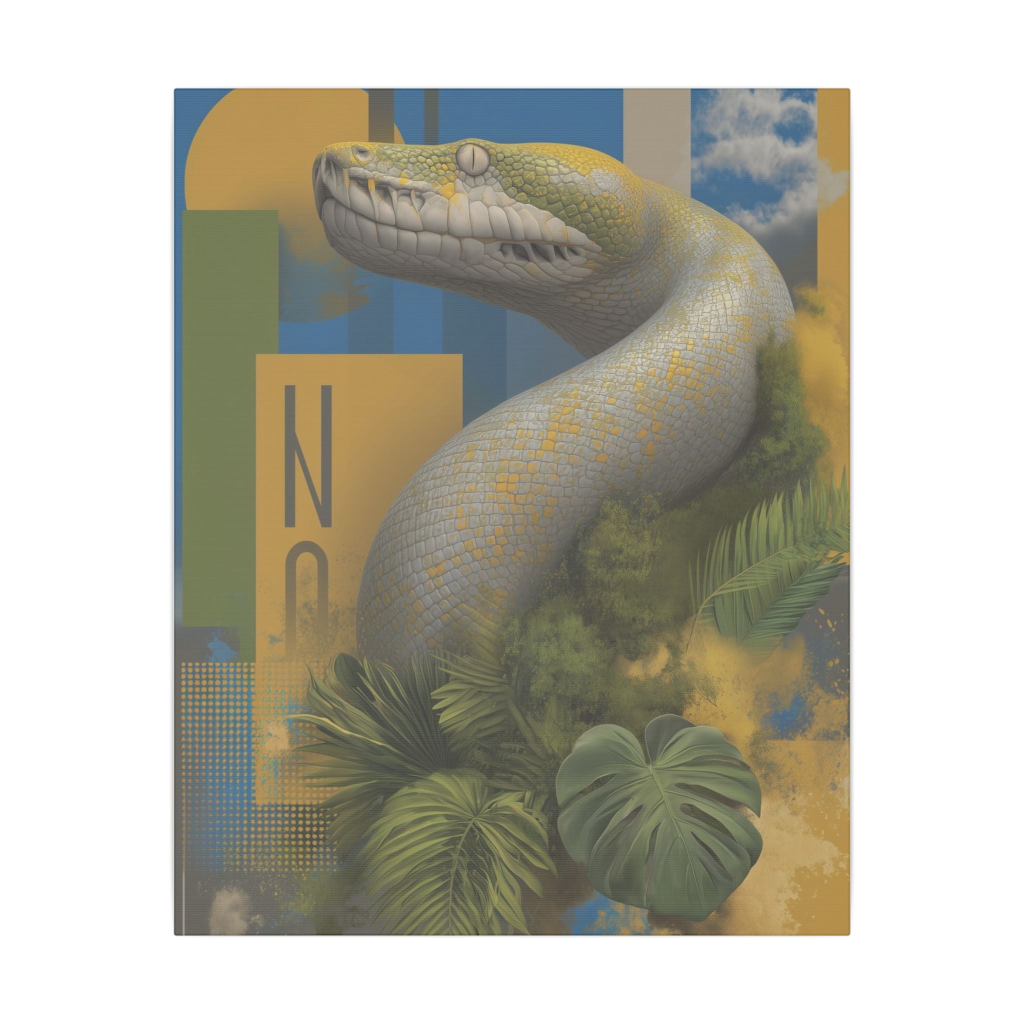 Serpent Sovereignty: Digital Wildlife Illustration, Geometric Botanical Landscape   |    Custom Orders Available