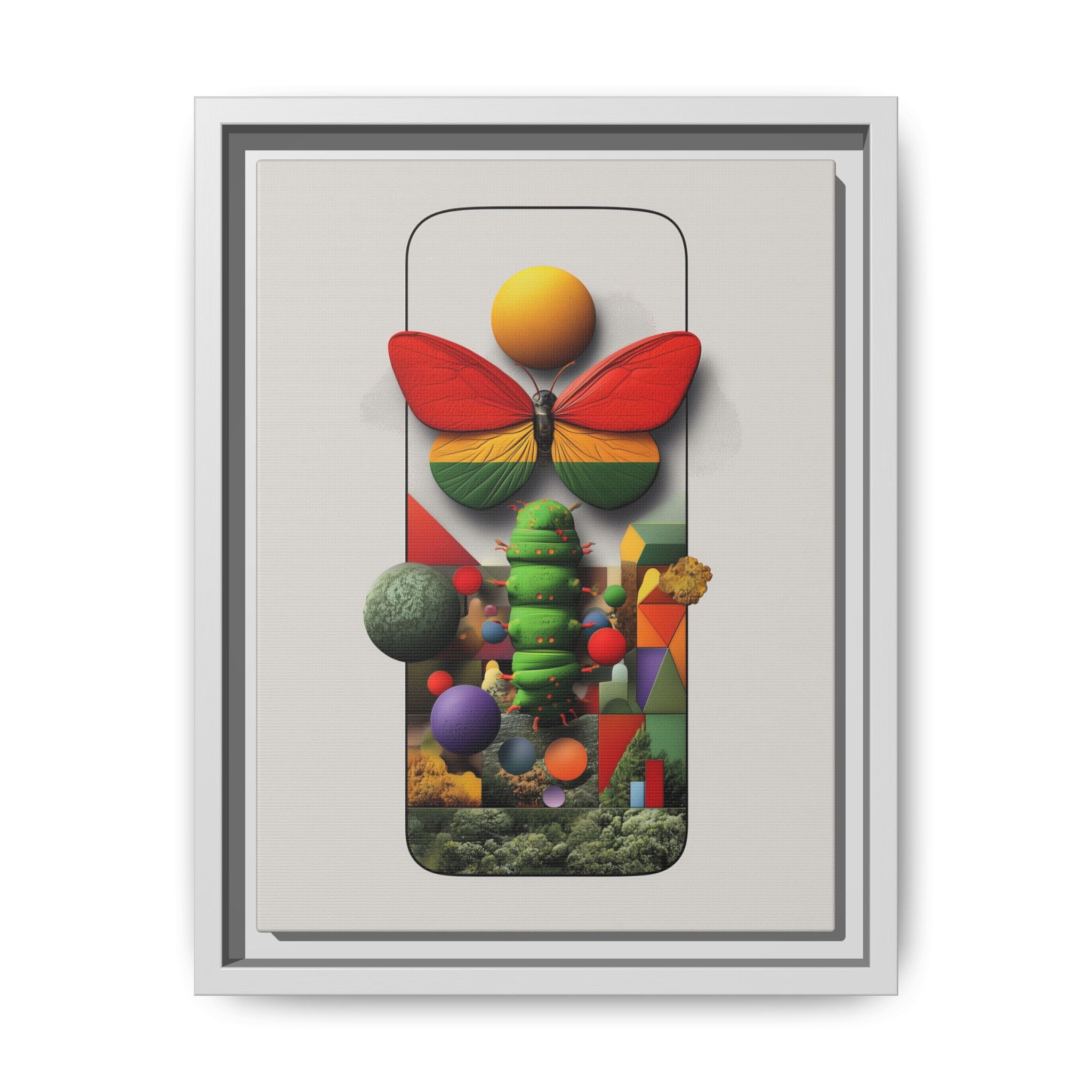 Metamorphosis Framed Print : Geometric Nature Transformation, Vibrant Butterfly Composition   |  Personalized & Custom Orders Available