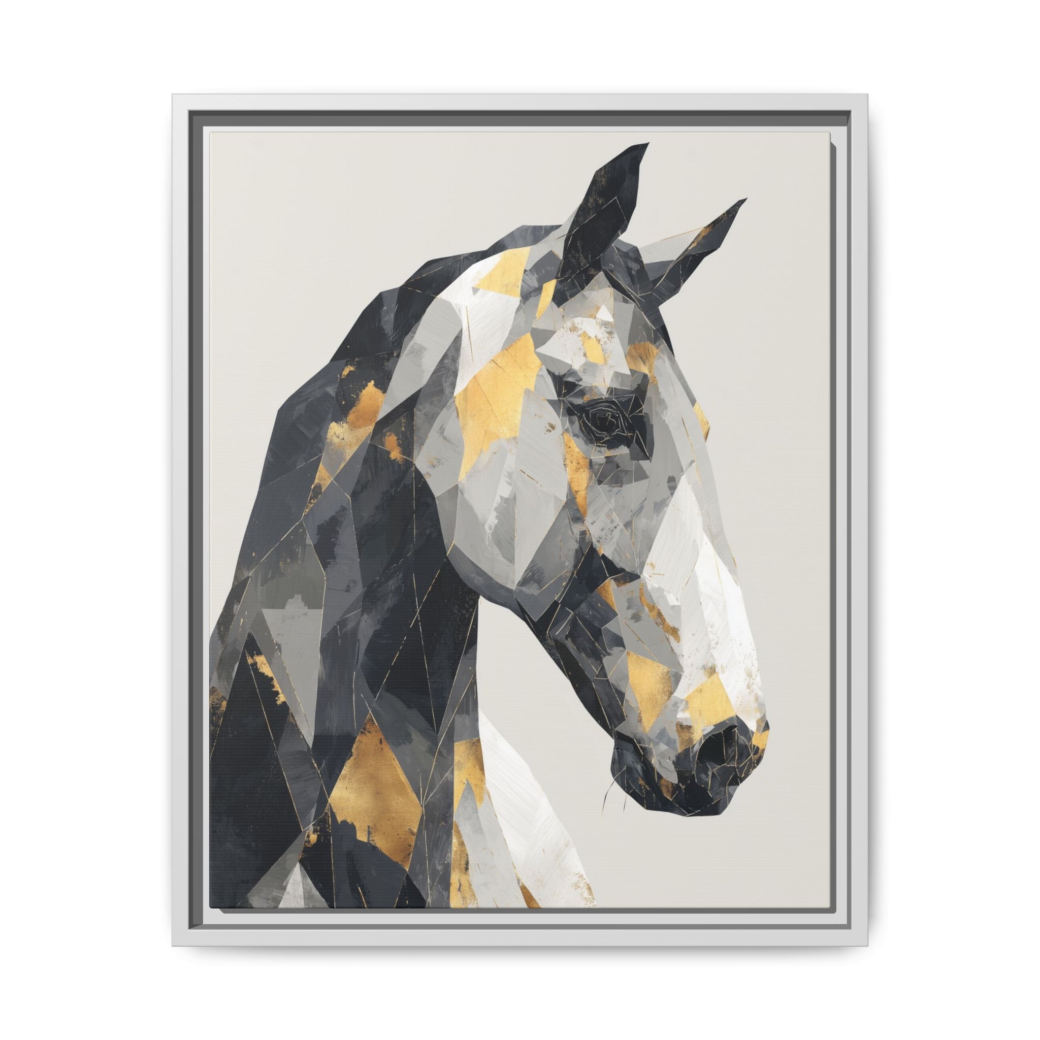 Equine Geometrica: Contemporary Cubist Horse, Metallic Abstract Portrait   |  Personalized & Custom Orders Available