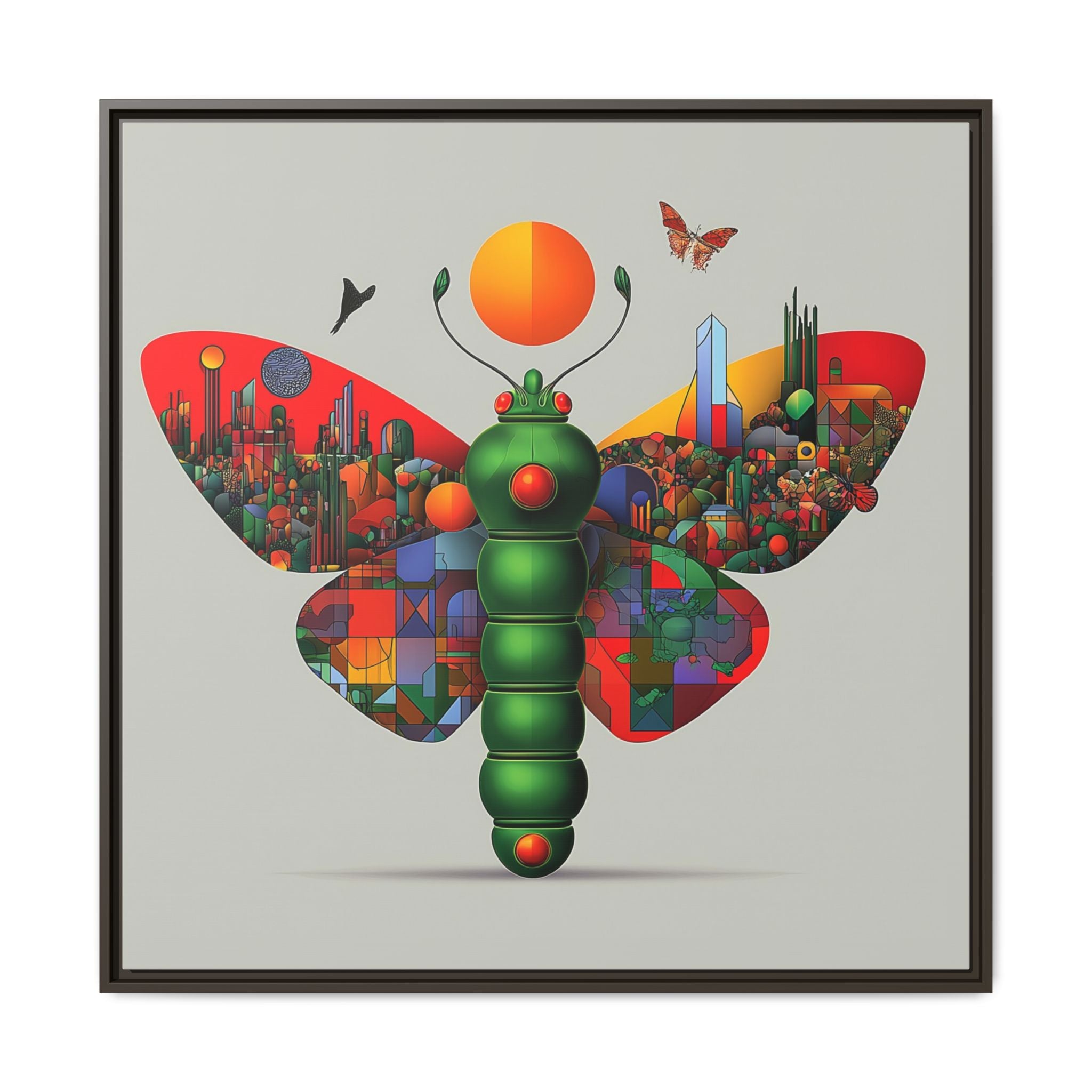 Urban Metamorphosis: Geometric Butterfly Cityscape, Cubist Digital Illustration   |    Custom Orders Available
