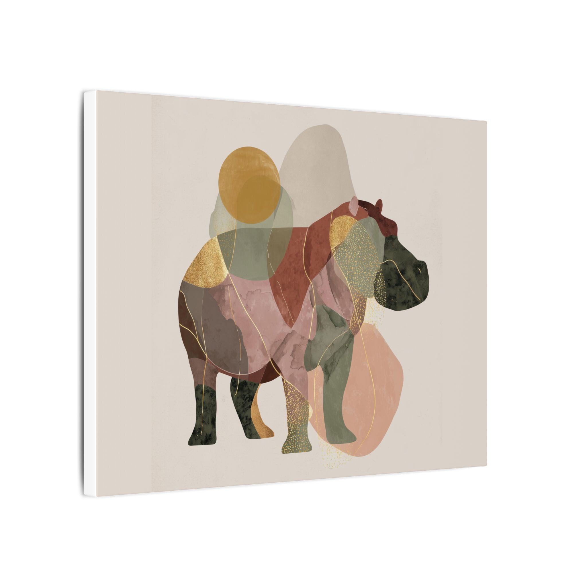 Geometric Hippo: Abstract Animal Art, Minimalist Pastel Composition   |    Custom Orders Available