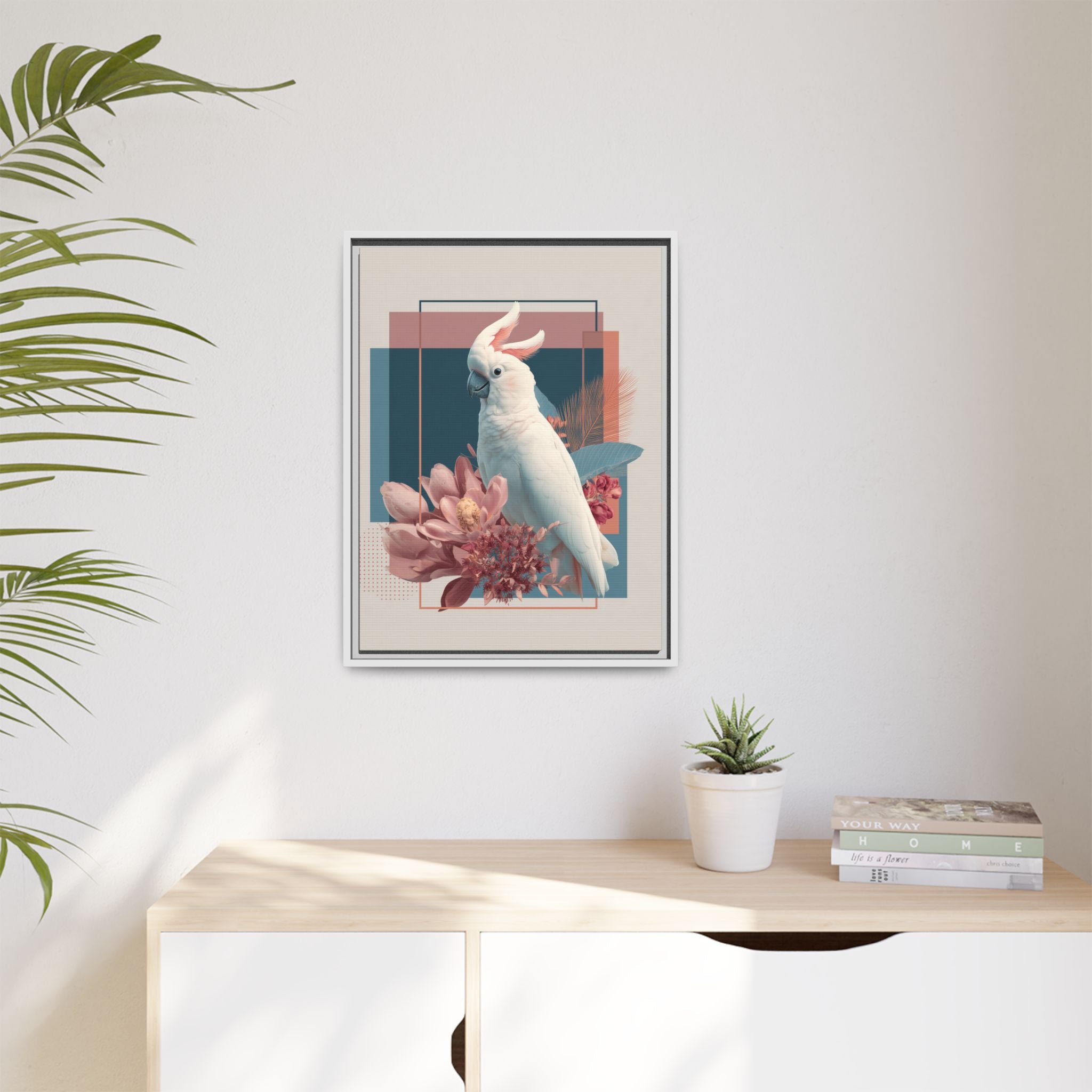 Ethereal Cockatoo: Geometric Wildlife Art, Digital Nature Portrait   |    Custom Orders Available