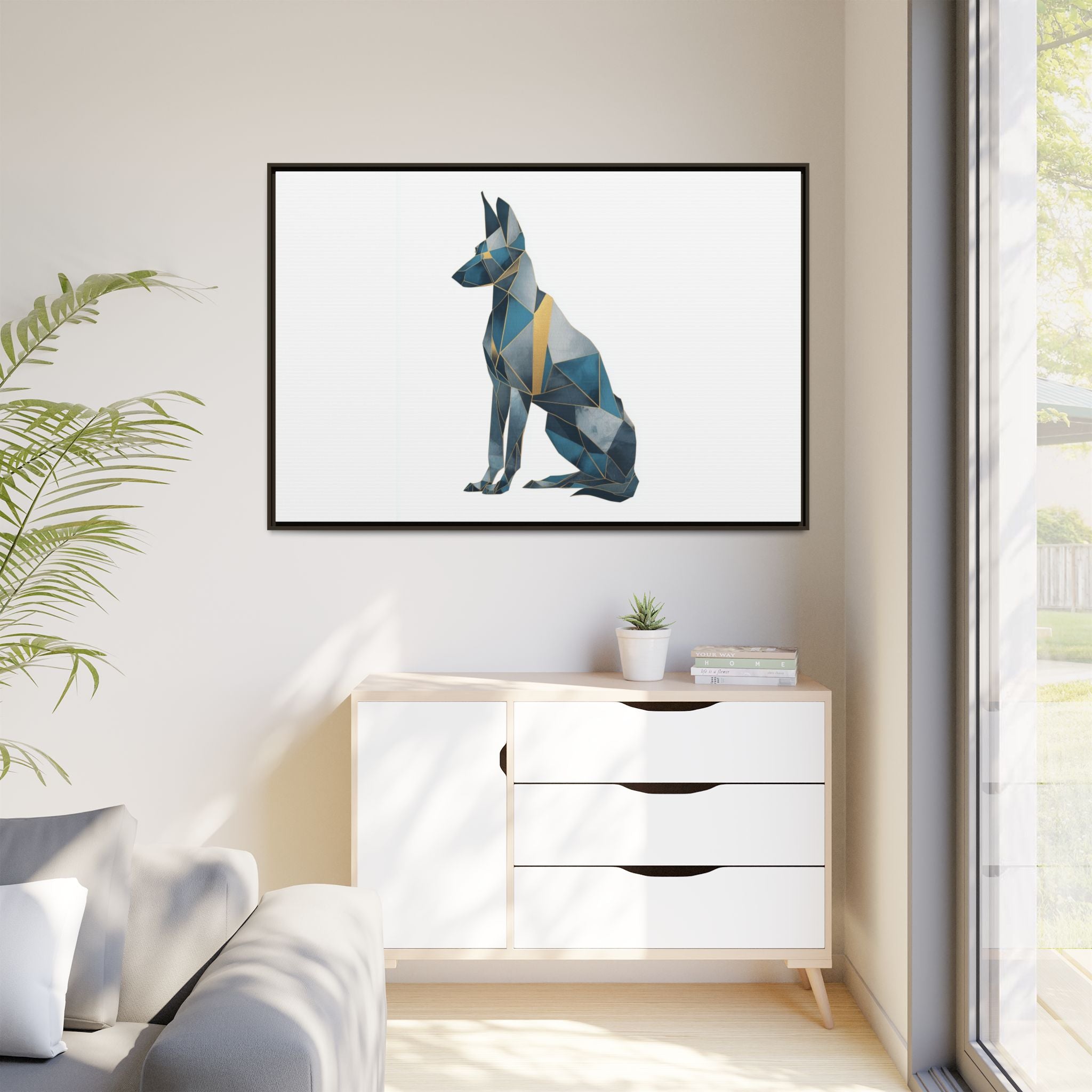 Geometric Canine Mosaic: Fractured Blue Shepherd, Modern Polygonal Art   |  Personalized & Custom Orders Available