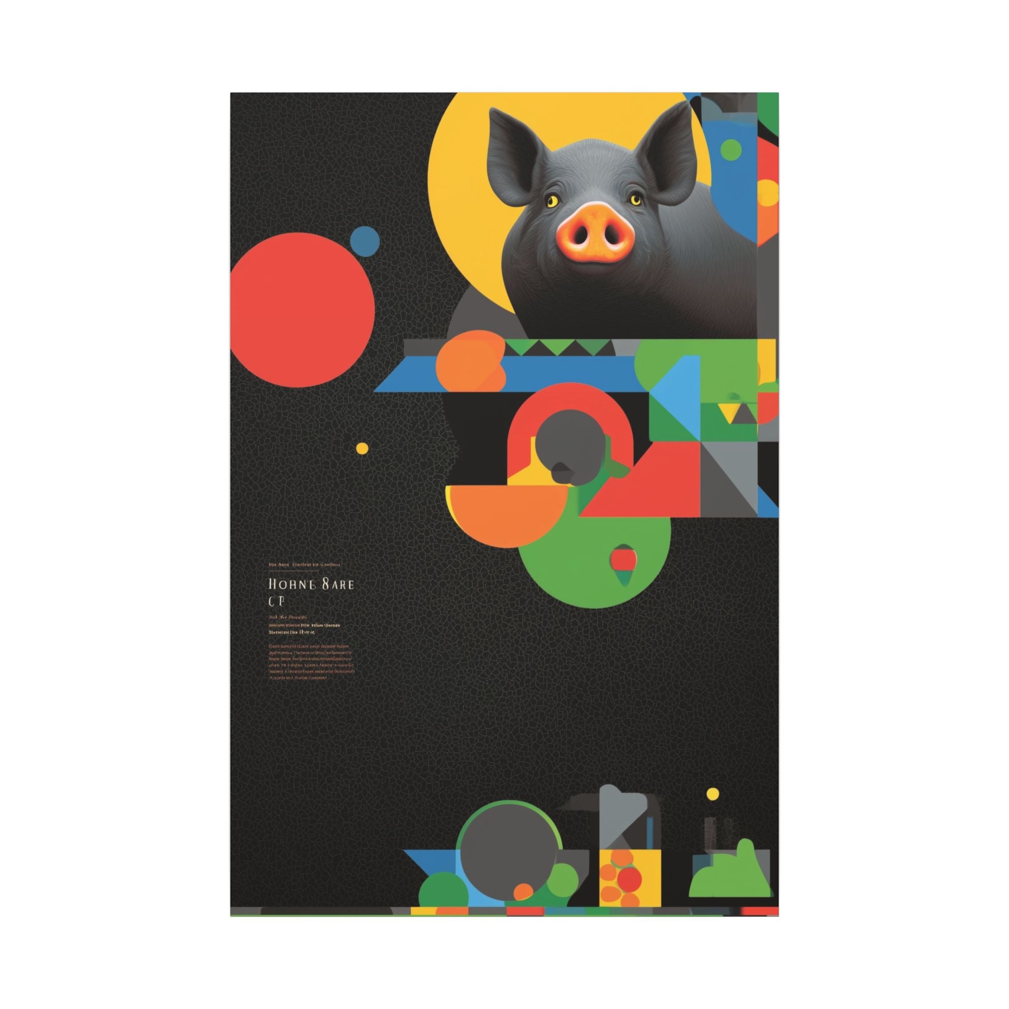 Geometric Pig Odyssey: Abstract Graphic Design Poster, Avant-Garde Animal Art   |    Custom Orders Available